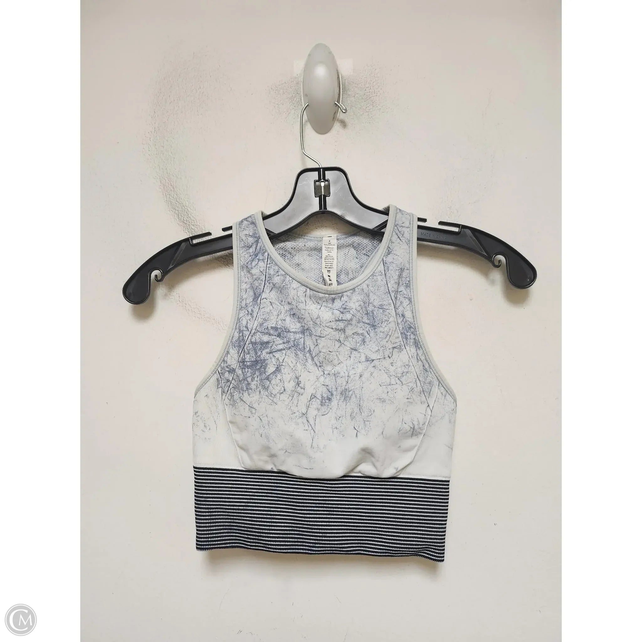Lululemon Women's Athletic Sports Bra - Light Blue & White, Size 4 - High Support Workout Top for Yoga, Running & Gym