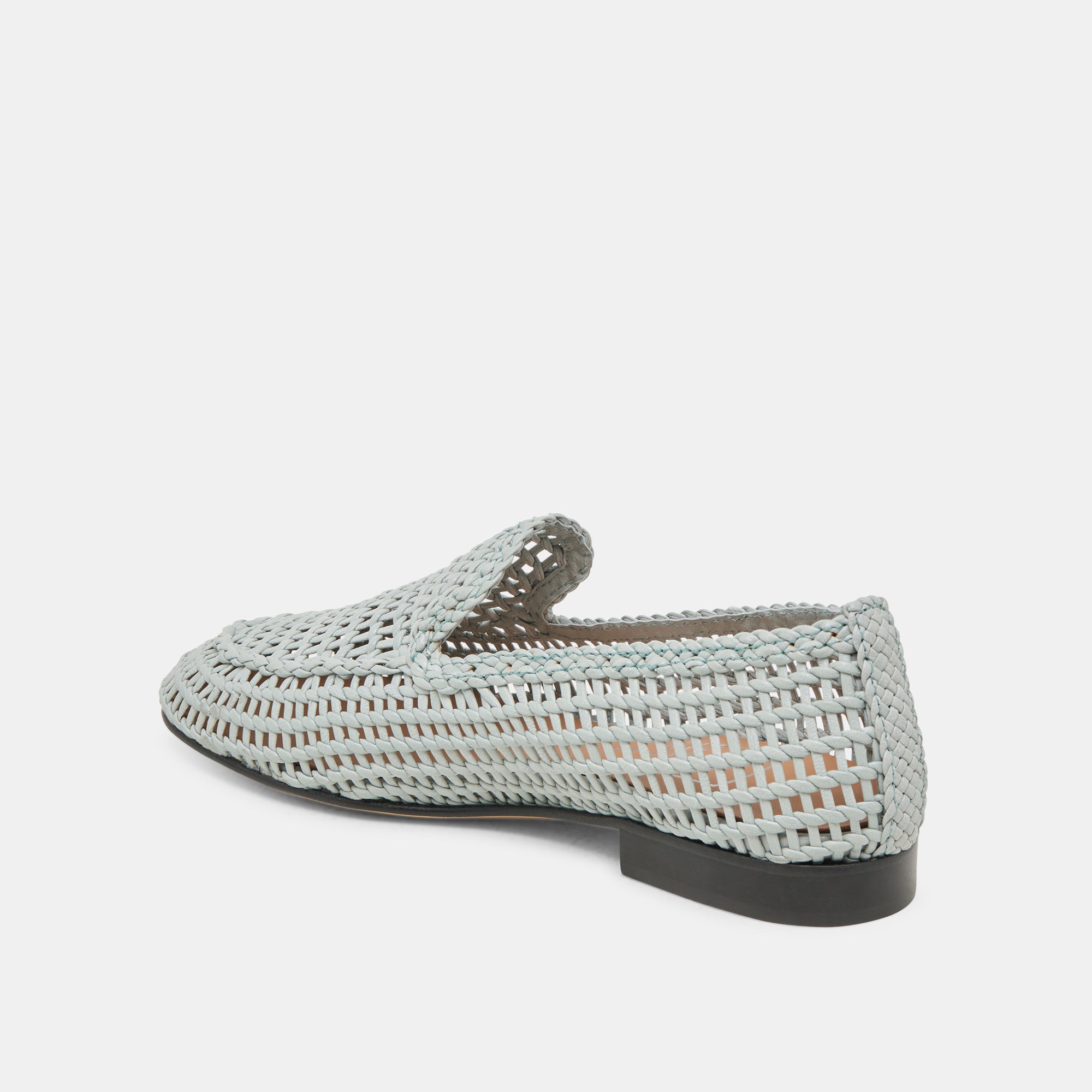 Armond Flats Sky Blue Woven Leather Women's Shoes - Comfortable Casual Loafers for Work, Travel & Everyday Wear