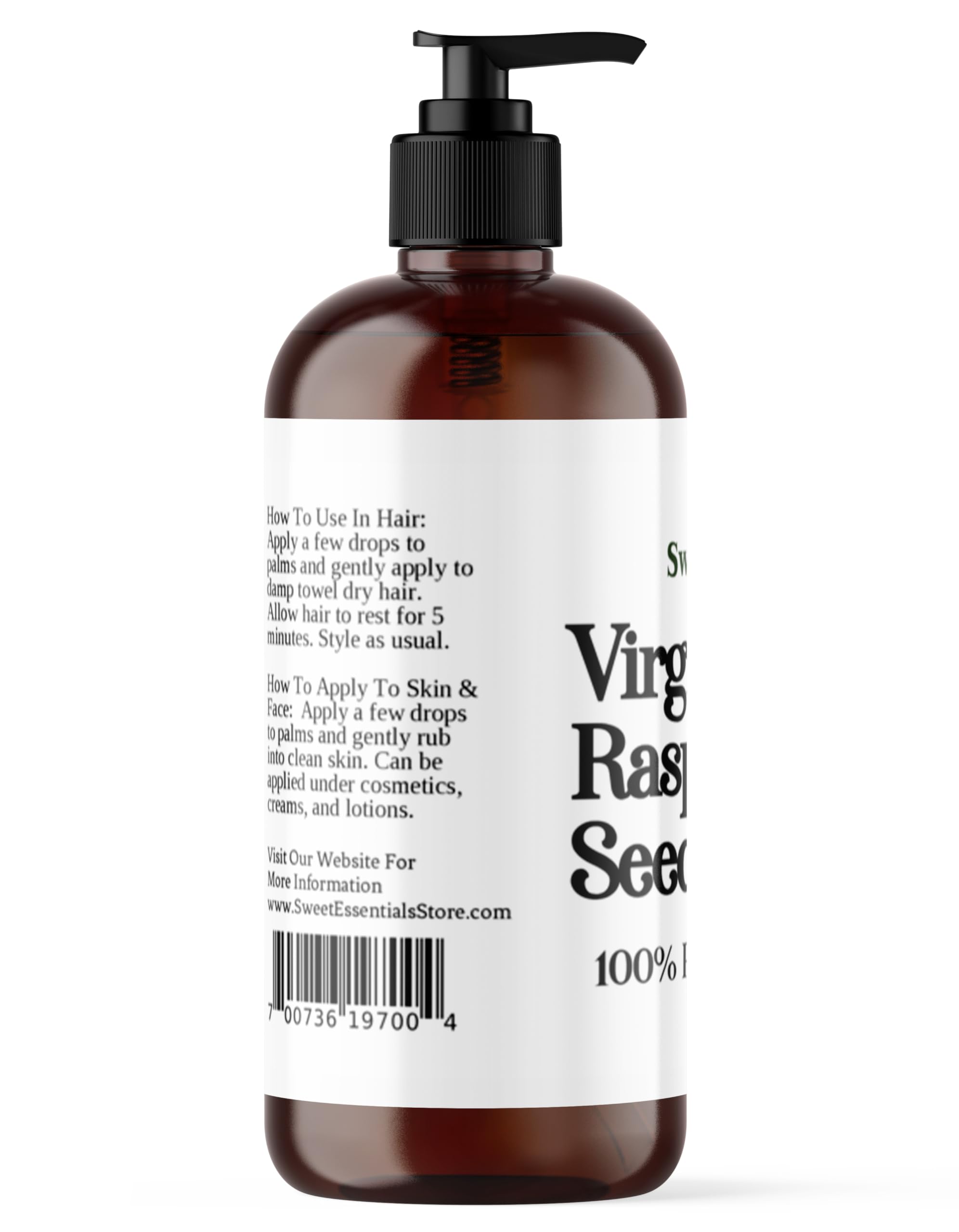 100% Pure Organic Red Raspberry Seed Oil - Cold-Pressed Virgin Unrefined - 16oz with Pump - Natural Moisturizer for Skin, Hair & Face - Imported from Chile - Perfect for DIY Skincare, Hair Treatments & Aromatherapy
