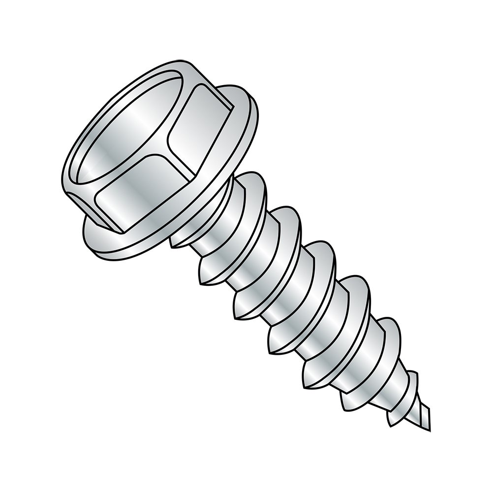 Small Parts 3112ABW Zinc Plated Steel Sheet Metal Screw, Hex Washer Head, Hex Drive, Type AB, 5/16