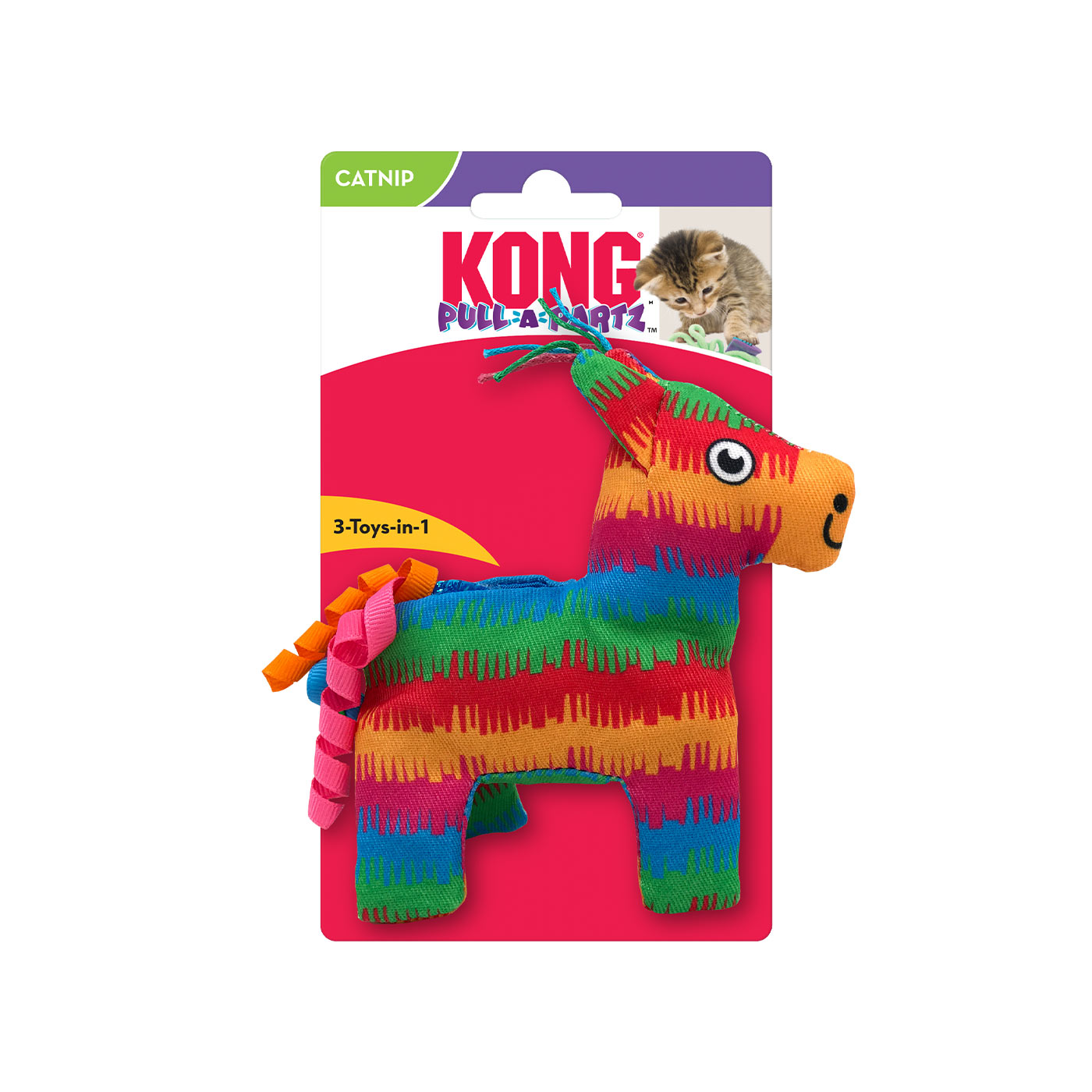 KONG Cat Pull-A-Part Piñata Cat Toy - Interactive Treat Dispenser for Indoor Play & Training | Perfect for Kittens & Adult Cats