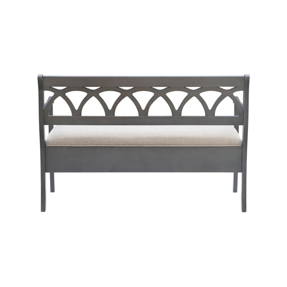 Pemberly Row Transitional Gray Wood Storage Bench - Stylish Entryway & Living Room Seating with Storage