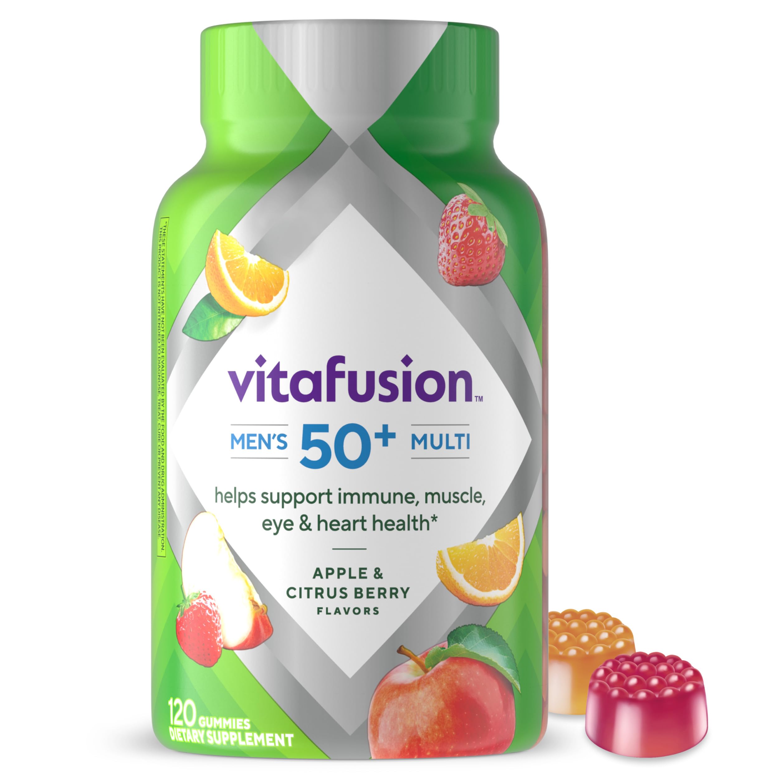 Vitafusion Men's 50+ Daily Multivitamin Gummies - 120 Count - Supports Energy, Immunity & Heart Health - Delicious Berry Flavored Gummy Vitamins for Active Senior Men