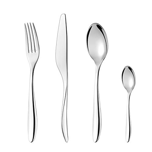 24-Piece Stainless Steel Silverware Flatware Set - Classic Restaurant Cutlery for Wedding, Dining & Kitchen Use | Durable & Elegant Tableware for Everyday Meals & Special Occasions