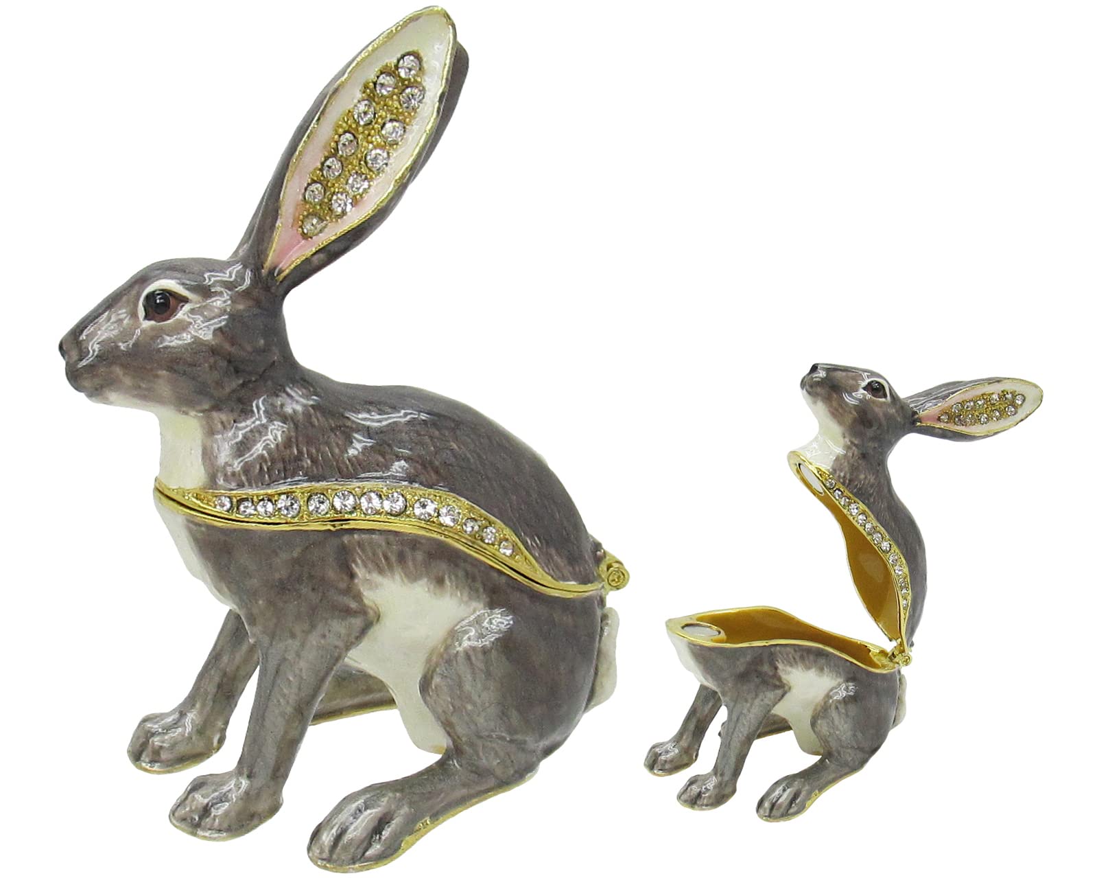 Elegant Jackrabbit Jeweled Trinket Box with Genuine Austrian Crystals - Perfect for Jewelry Storage, Gift Giving & Home Decor