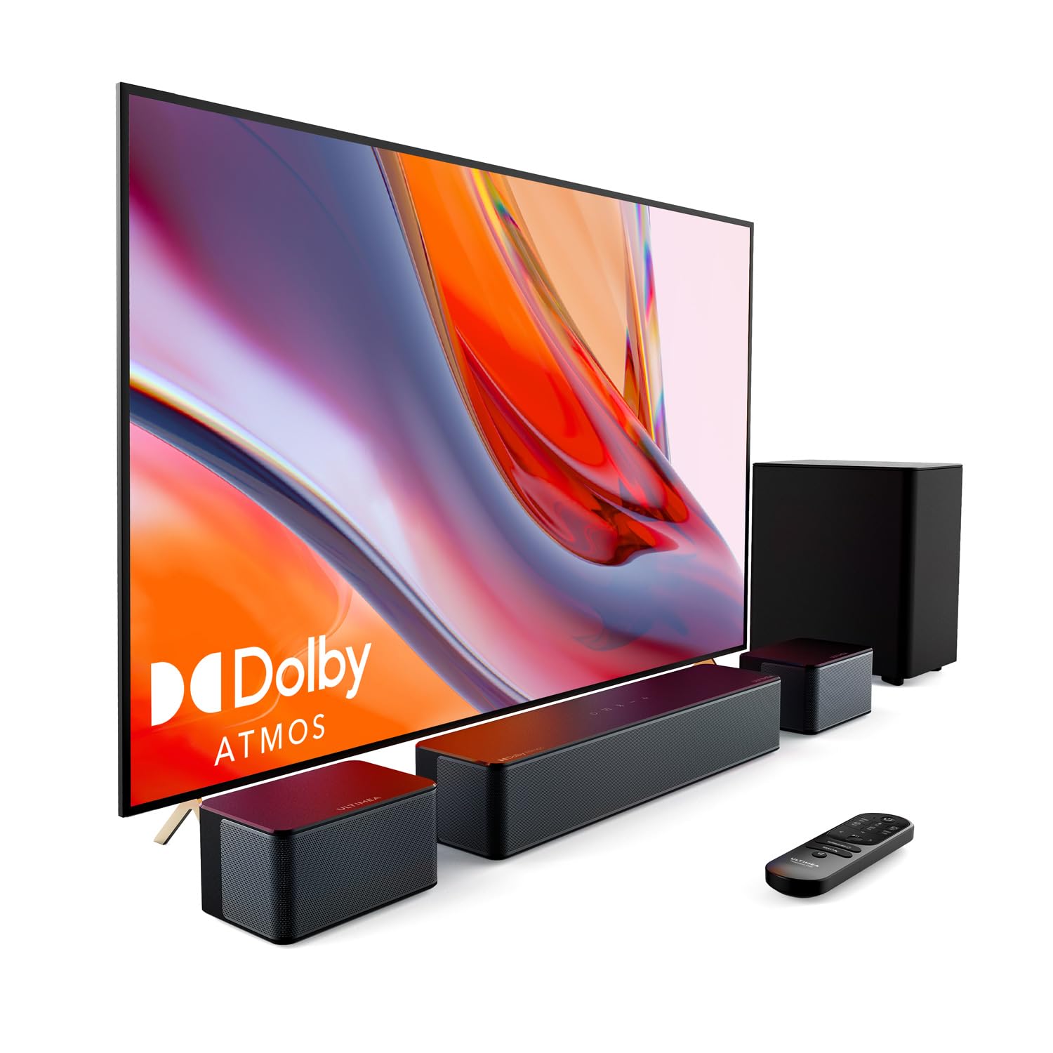 ULTIMEA D60 5.1 Channel Dolby Atmos Sound Bar System with Wireless Subwoofer - 410W Peak Power Home Theater Speaker for Smart TV, Adjustable Bass & Surround Sound (Renewed) - Perfect for Movie Nights, Gaming & Music Streaming