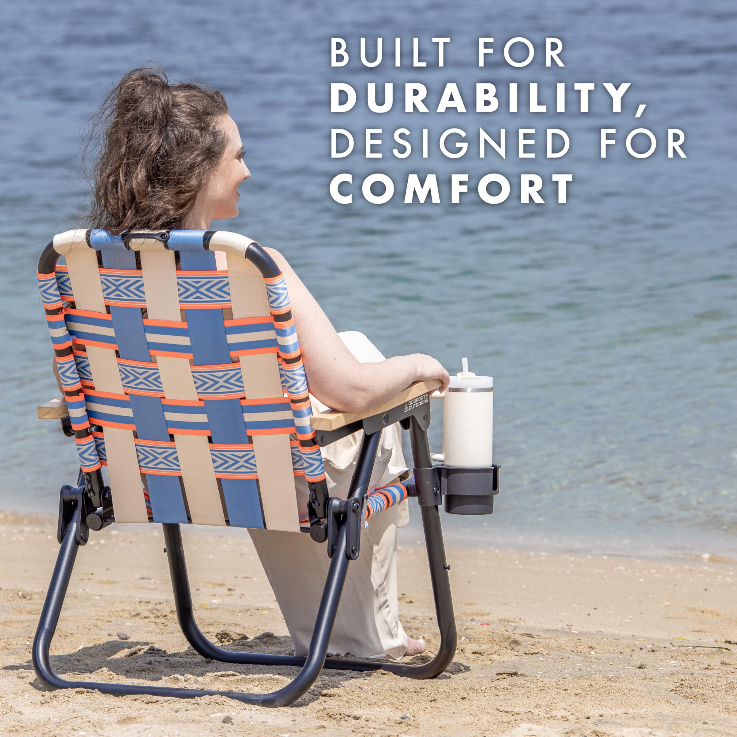 GoSports WOVN Beach Backpack Chair - Premium Folding Camping Chair with 9 Style Options | Perfect for Beach, Picnic, Camping, and Outdoor Adventures