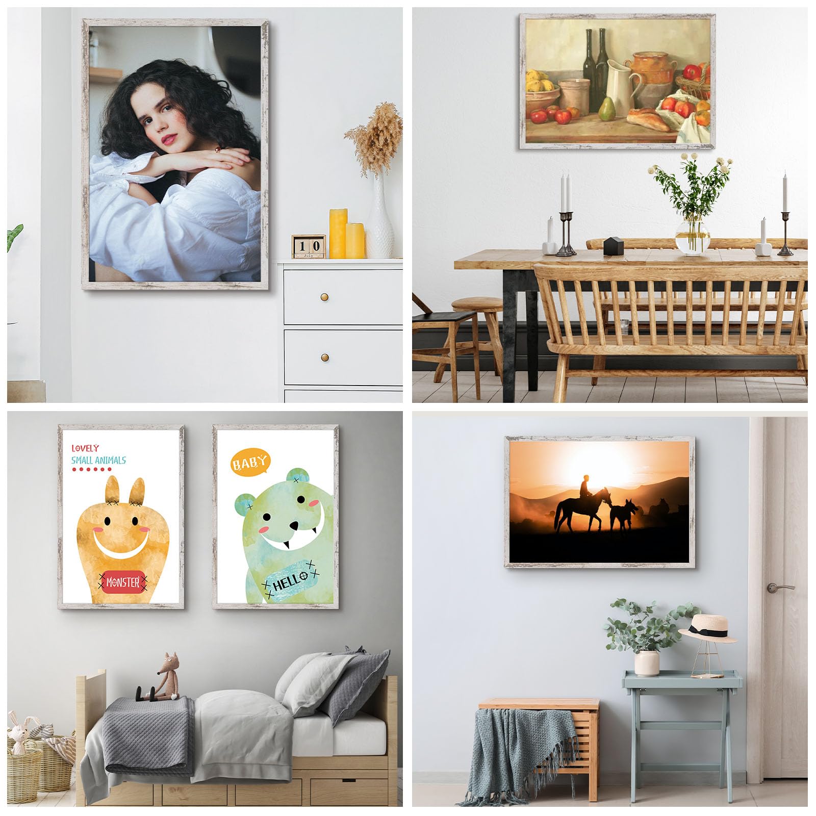 Golden State Art 24x36 Picture Frame Set of 2 - Rustic Wood Grain Wall Frame with Wide Molding - Perfect for Baby Photos, Wedding Pictures & Family Portraits - Home Decor, Living Room, Bedroom, Office Wall Display (White)