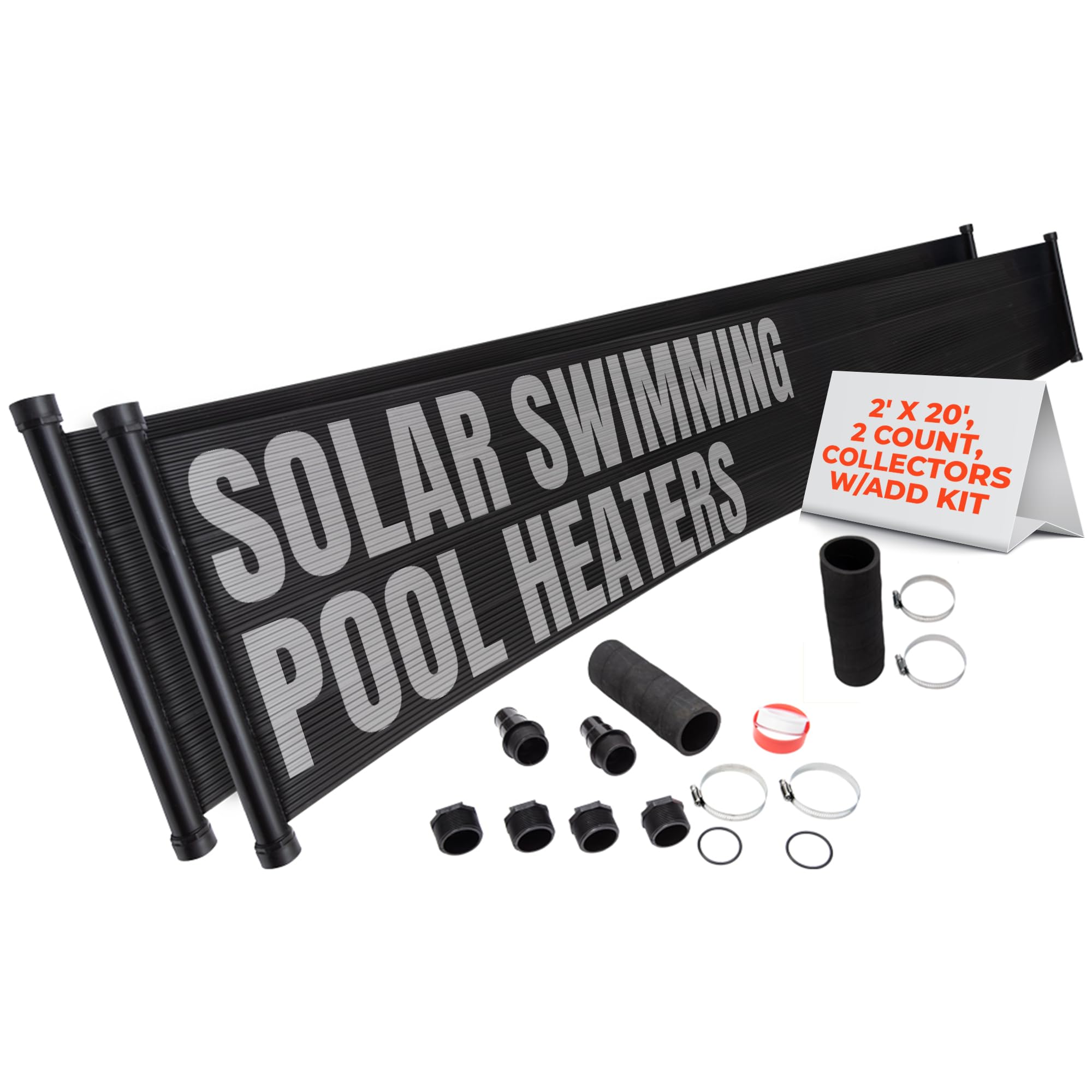 SunQuest Solar Pool Heater Panels - 2 (2ft x 20ft) Solar Water Collectors with Installation Kit for Above Ground & Inground Pools | DIY-Friendly Polypropylene UV-Resistant Panels | Perfect for Extending Swimming Season & Energy-Efficient Pool Heating