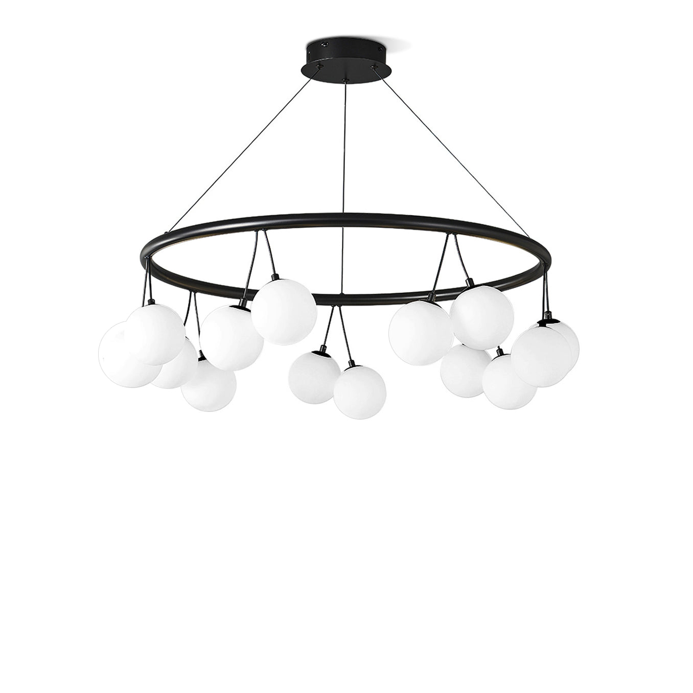 Jarvis Round Glass Chandelier - Modern Crystal Ceiling Light Fixture for Dining Room, Living Room & Bedroom | Elegant Lighting Decor for Home Interior