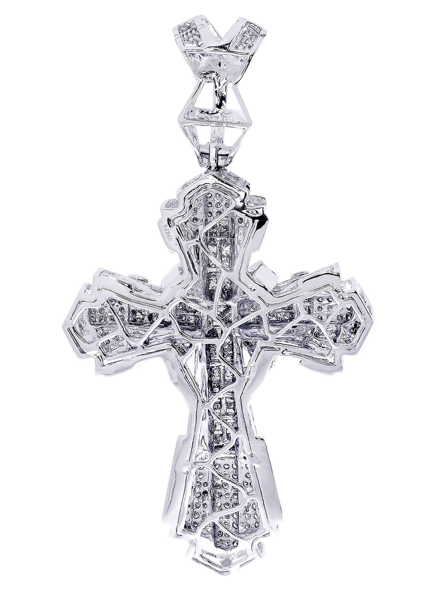 2.71 Carat Diamond Cross Pendant Necklace - 23.79 Grams Solid Gold Religious Jewelry for Women & Men - Perfect for Baptism, Confirmation, Wedding & Everyday Wear