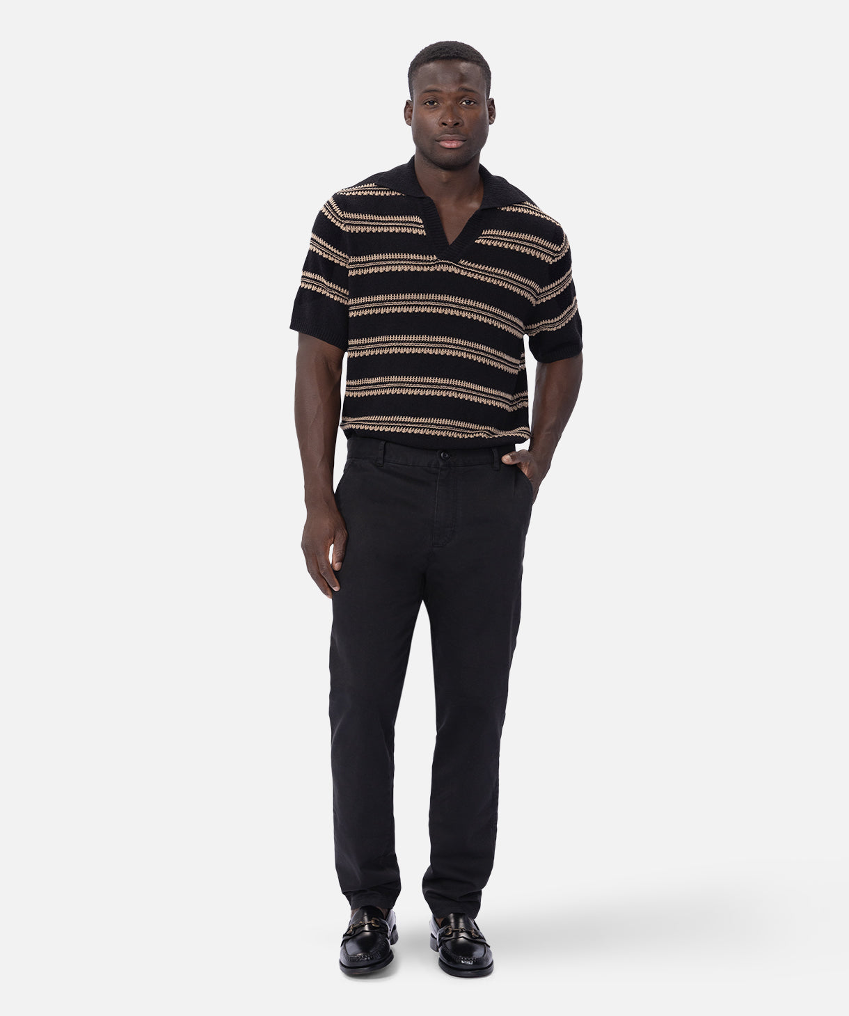 Portofino Polo Shirt for Men - Classic Black Taupe Cotton Casual Wear for Business & Leisure | Perfect for Office, Golf & Weekend Outings
