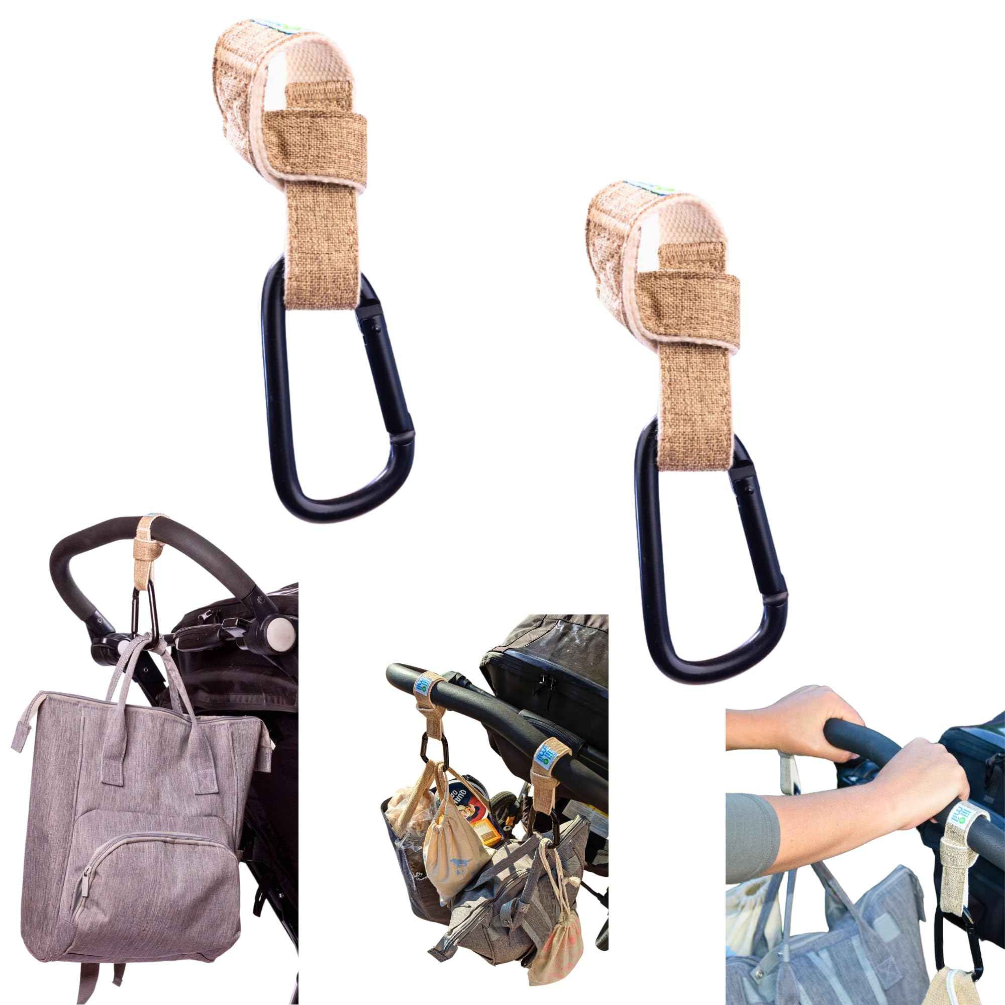 Lil & Mil Stroller Hooks for Diaper Bags, Shopping & Travel - Heavy Duty Stroller Clips for Hanging Bags & Accessories (2 Pack) - Perfect for Strollers, Wagons & Baby Gear Organization