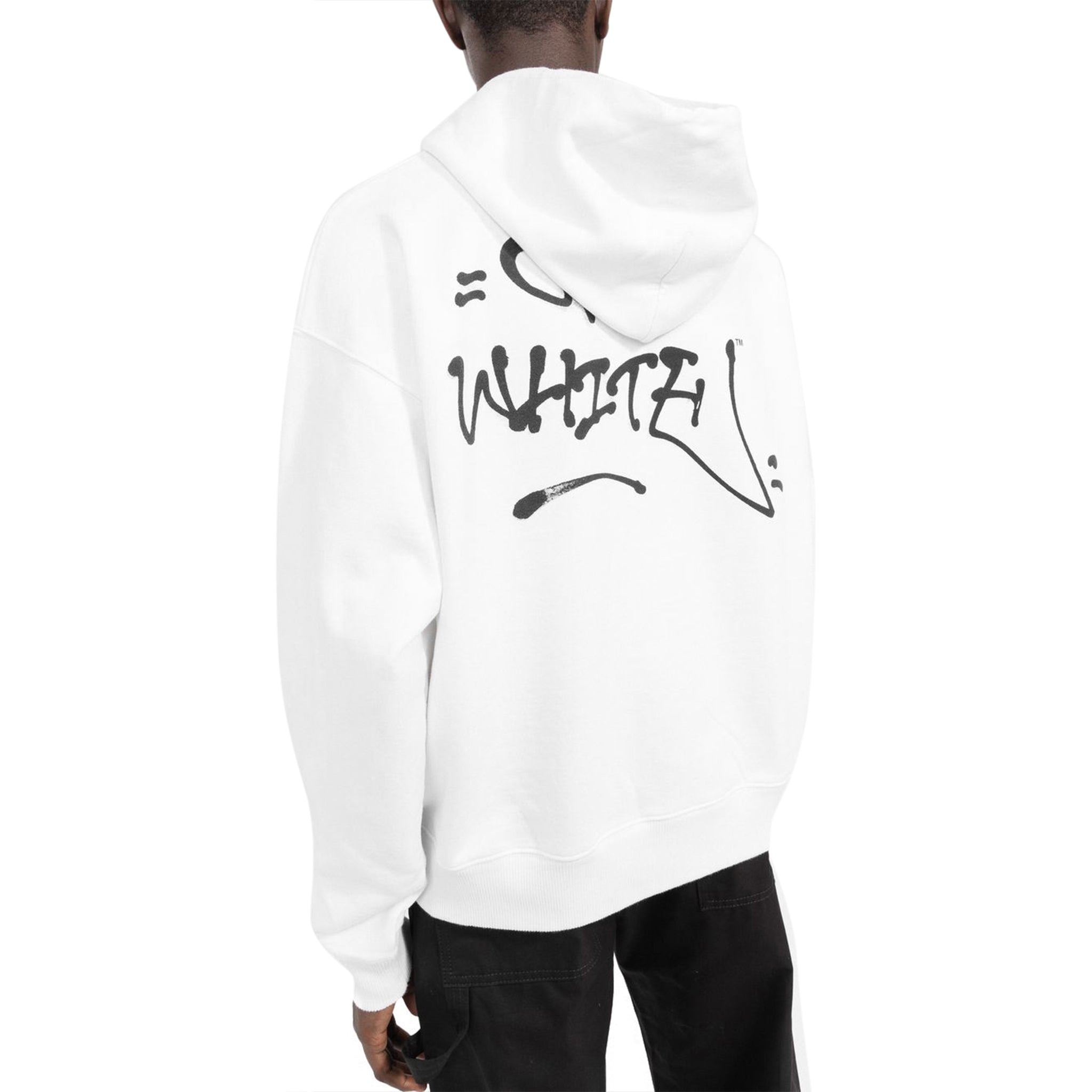 Off White Graffiti Skate Hoodie - White & Orange Streetwear for Men & Women | Perfect for Skateboarding, Urban Fashion & Casual Wear
