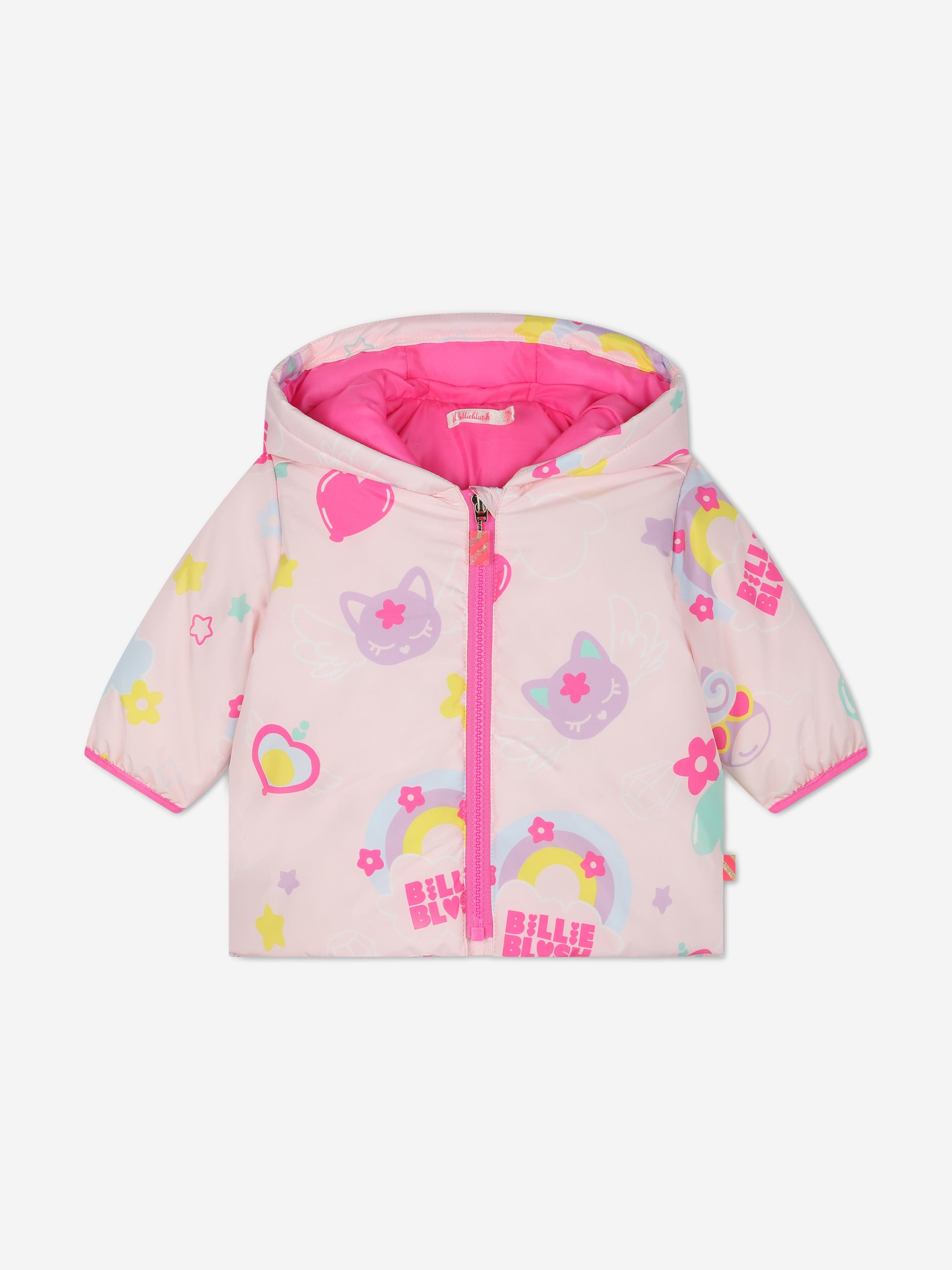 Billieblush Pink Magic Rainbow Puffer Jacket for Baby Girls - Warm Winter Coat for Toddler Outdoor Play & Photoshoots