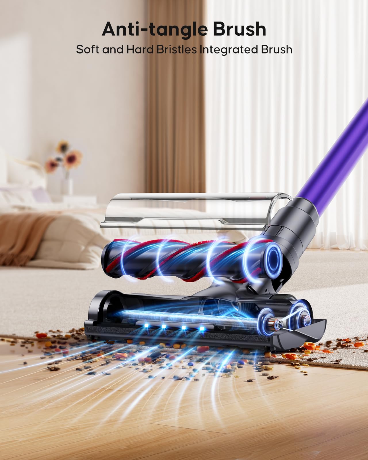 Powerful 450W Cordless Stick Vacuum Cleaner with 40KPA Suction, 55 Mins Runtime & 1.5L Dust Cup - Lightweight for Home, Carpet, Pet Hair & Hard Floors - Perfect for Quick Cleanups & Pet Owners