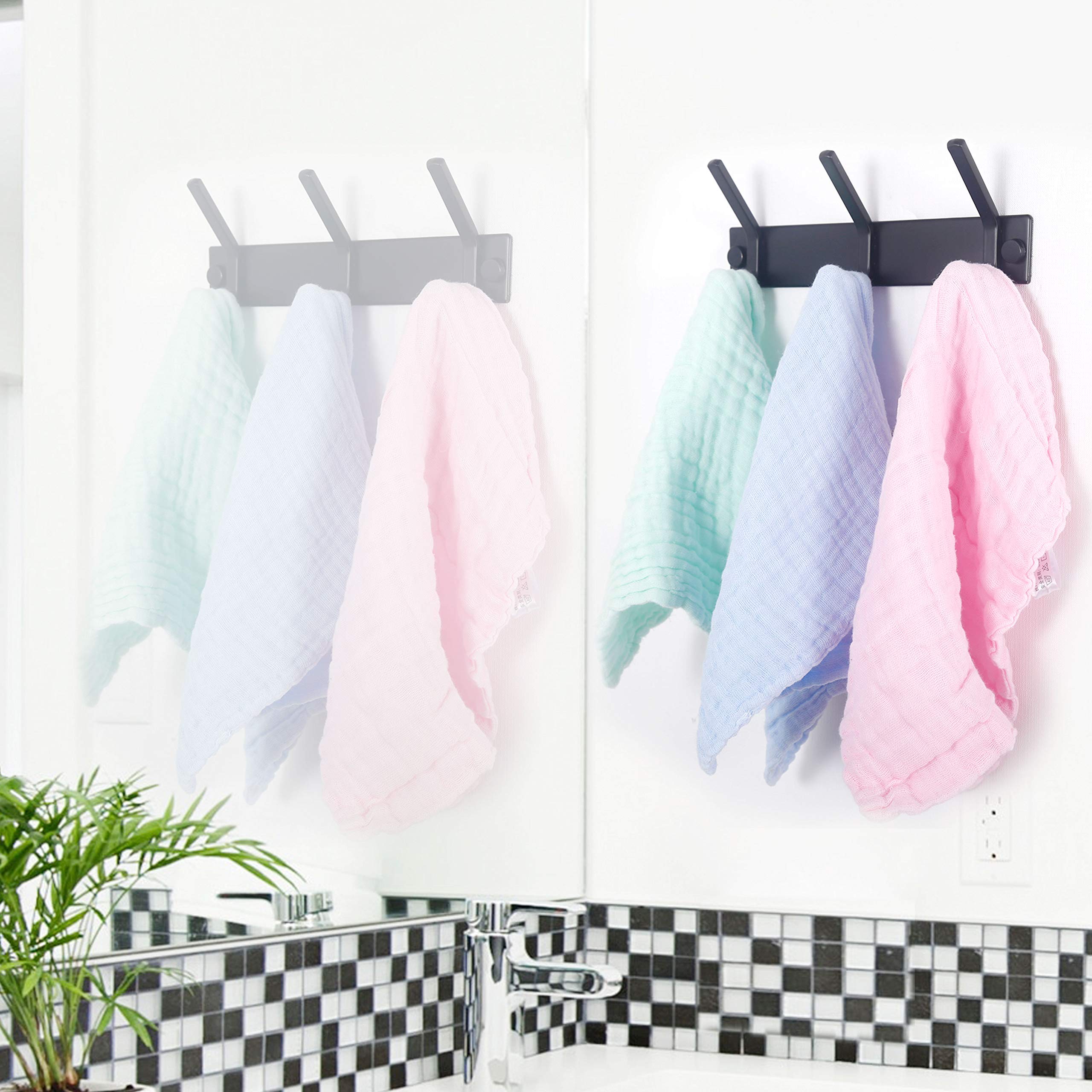 Heavy Duty Metal Wall Mounted Coat Rack with 5 Double Hooks - Black 2 Pack for Entryway, Bedroom & Closet Organization | Durable Clothes Hanger for Jackets, Hats & Bags