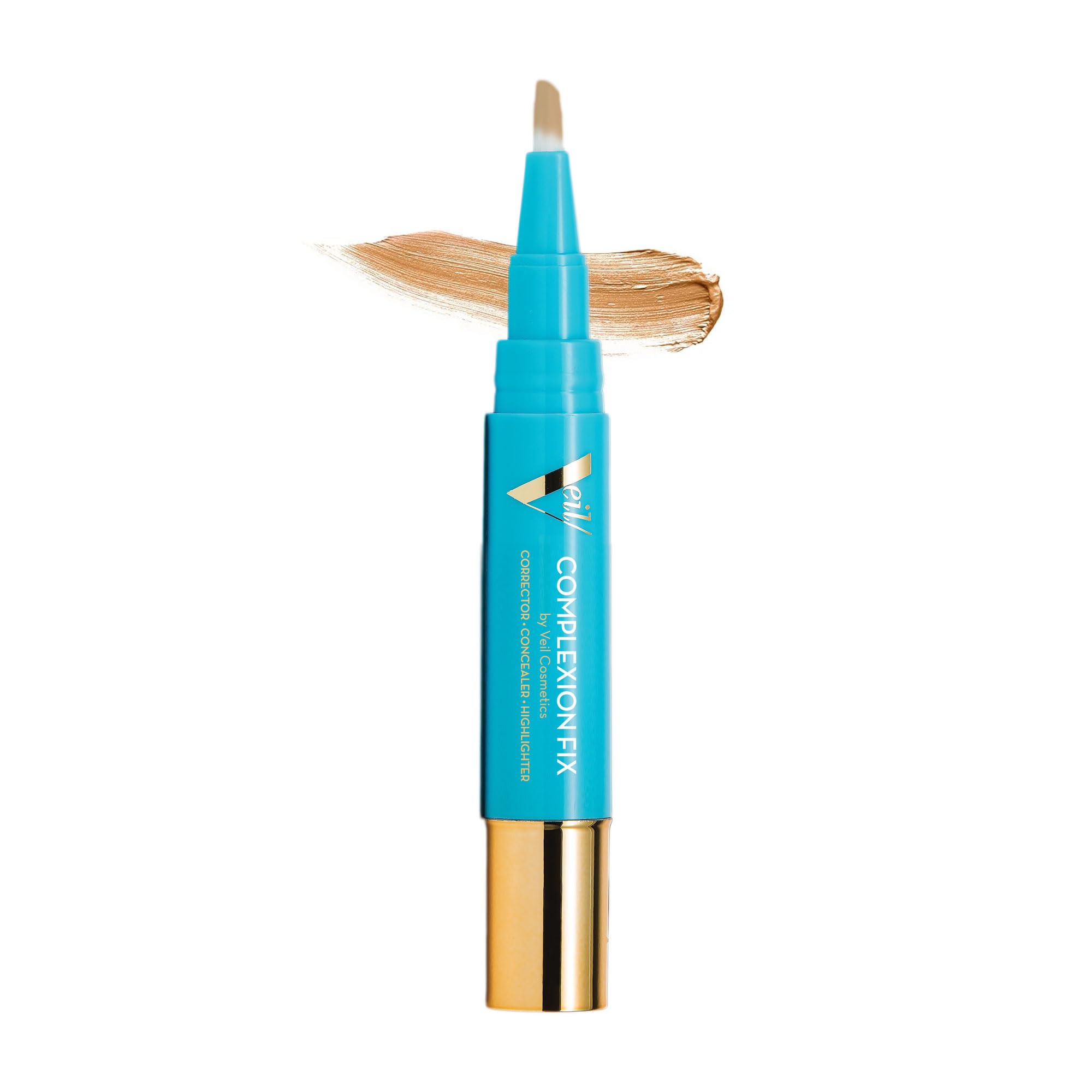 Veil Cosmetics Complexion Fix Concealer - Liquid Under Eye Concealer for Dark Circles, Highlight & Contour - Anti-Aging Vegan Makeup Pen with Hydrating Formula (4P Tan Pink) - Perfect for Daily Coverage, Evening Skin Tone, and Photo-Ready Makeup Looks
