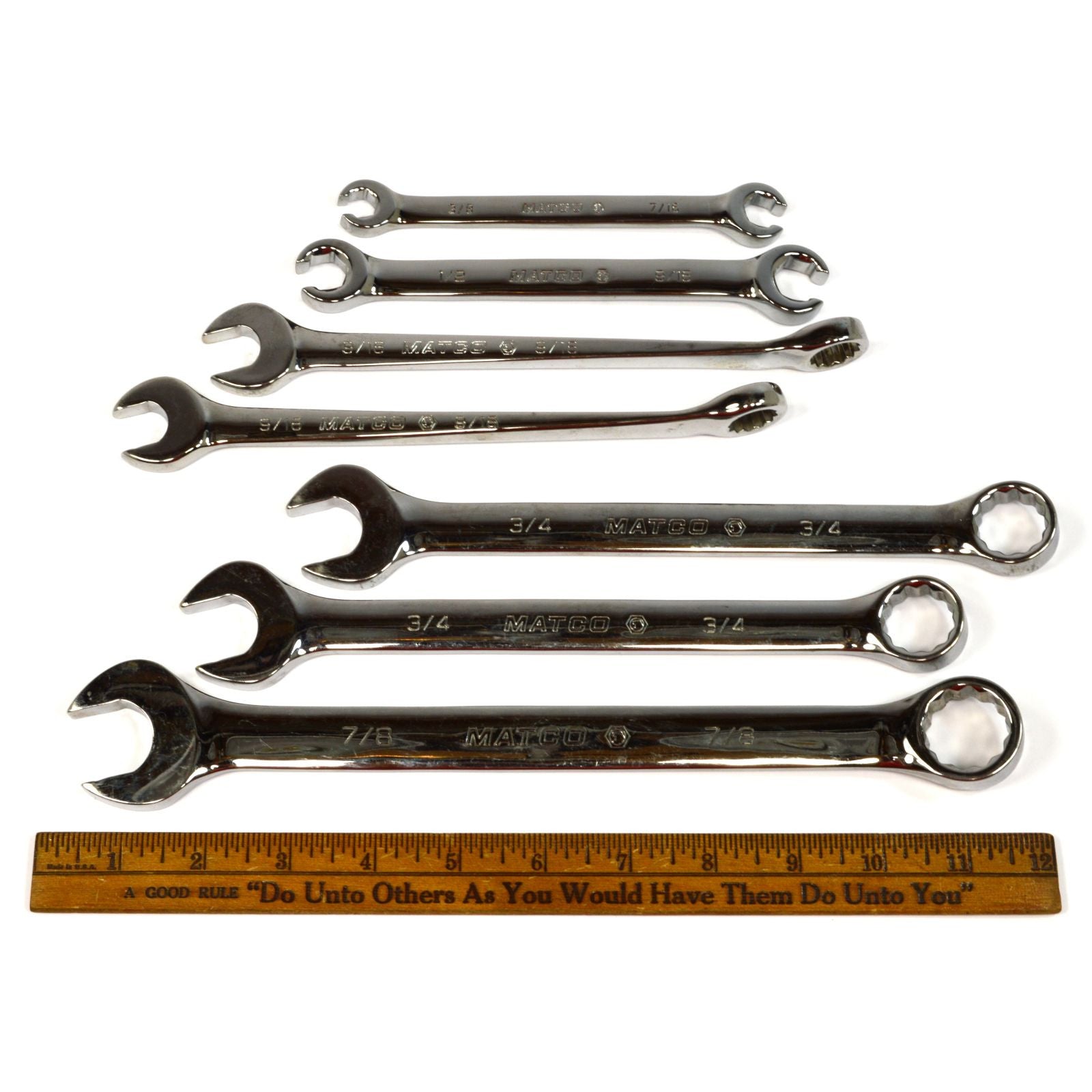 Premium 7-Piece Mixed Type Wrench Set - SAE Combination & Flare Nut Wrenches with Ergonomic Grip for Automotive Repair, Plumbing, and DIY Projects