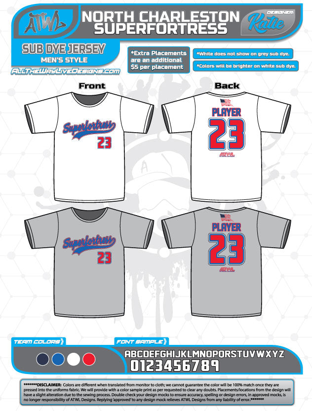 North Charleston Superfortress Men's Sublimated Dye Jersey - Comfortable & Durable Sports Apparel for Football, Basketball & Casual Wear