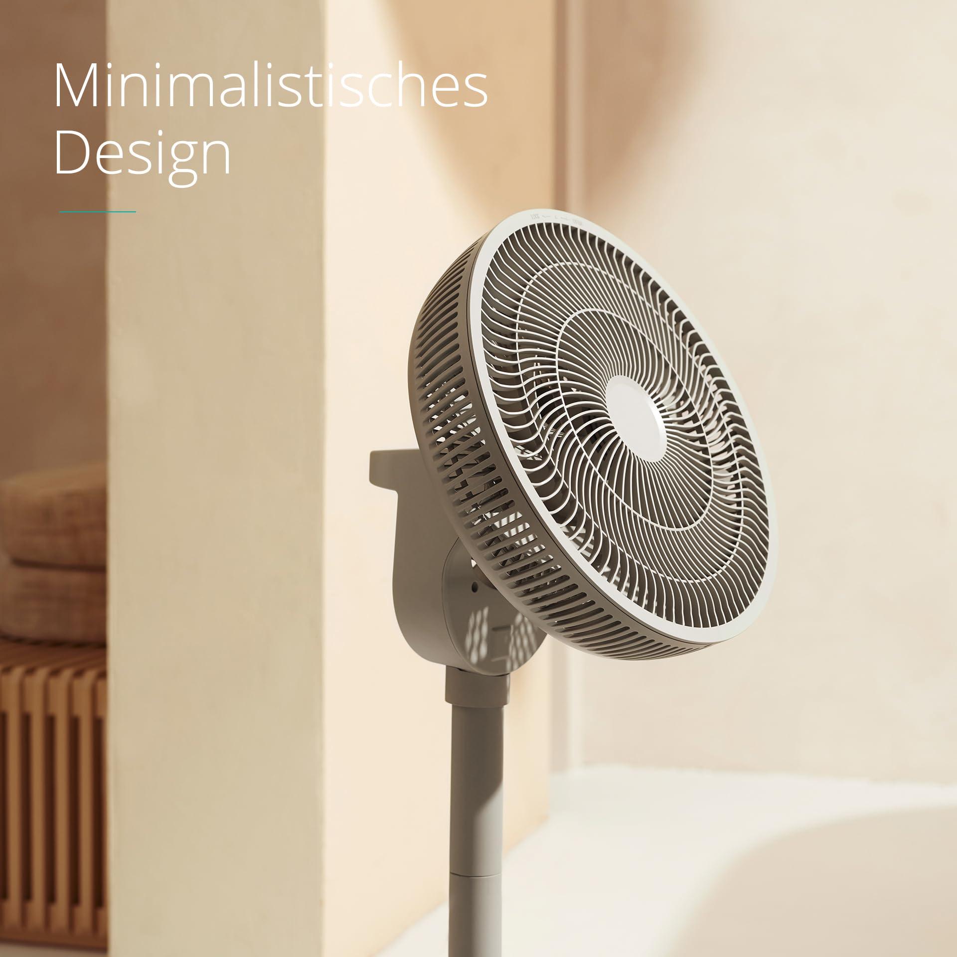 Duux Whisper Flex Smart Stand Fan - Remote & Smartphone Control - Adjustable Height 51-88cm - Quiet Fan with Night Mode & Timer - Energy Efficient, Battery-Free - Greige - Perfect for Bedroom, Office & Living Room Cooling