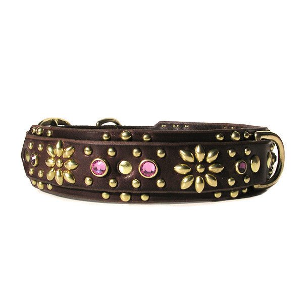 Premium Goddess Leather Dog Collar - Handmade Adjustable Pet Collar for Small Medium Large Dogs - Stylish & Durable for Walks, Training, and Everyday Use