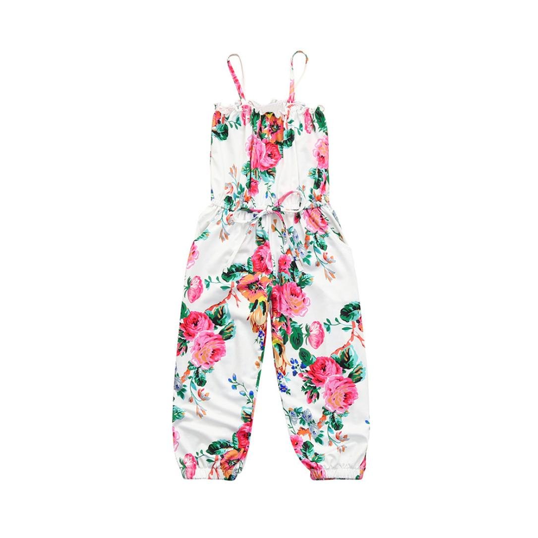 **Moonker Baby Girls Floral Print Sleeveless Romper Jumpsuit - Soft Summer Outfit for Infants & Toddlers - Perfect for Playdates, Beach Trips & Outdoor Adventures**