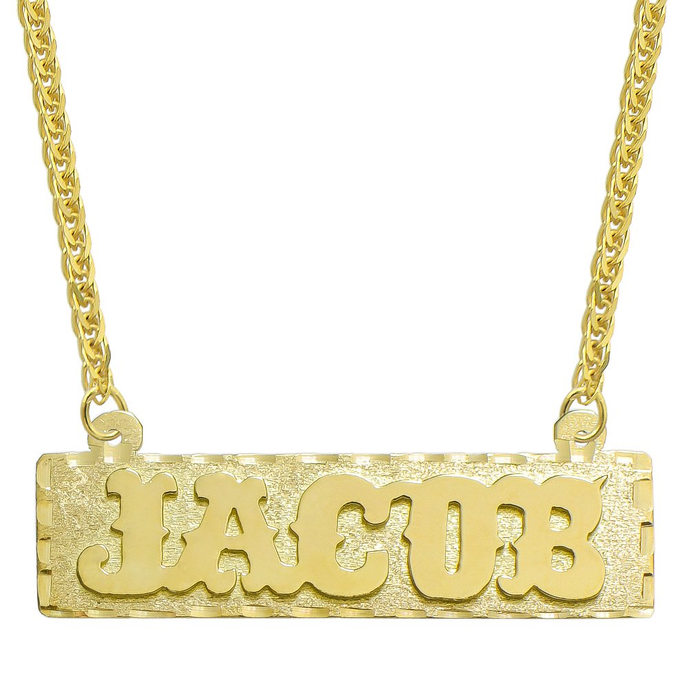 14K Yellow Gold Personalized Name Plate Necklace - Custom Engraved Name Jewelry Gift for Women - Perfect for Birthdays, Anniversaries & Special Occasions