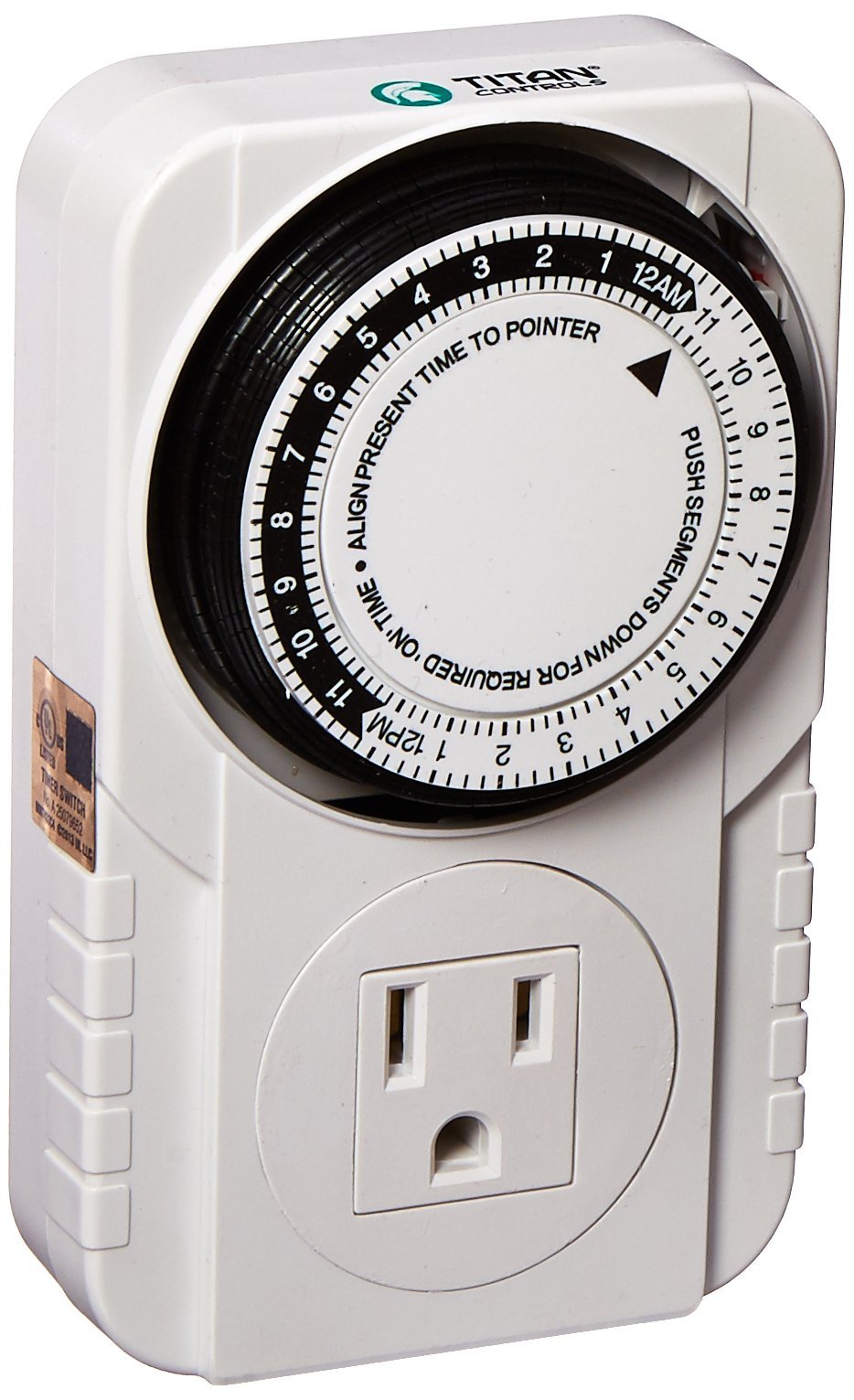 Titan Controls Mechanical Timer Single Outlet 120V - Apollo 6 | Heavy Duty Plug-in Timer for Hydroponics, Grow Lights & Home Appliances | Indoor & Outdoor Use