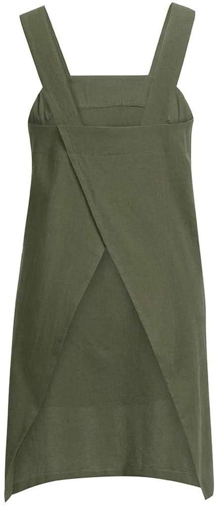 Premium Cotton Linen Cross Back Apron for Women - Adjustable Kitchen Apron with Pockets for Baking, Cooking & Grilling - Comfortable Pinafore Dress for Home Chefs & Professional Cooks