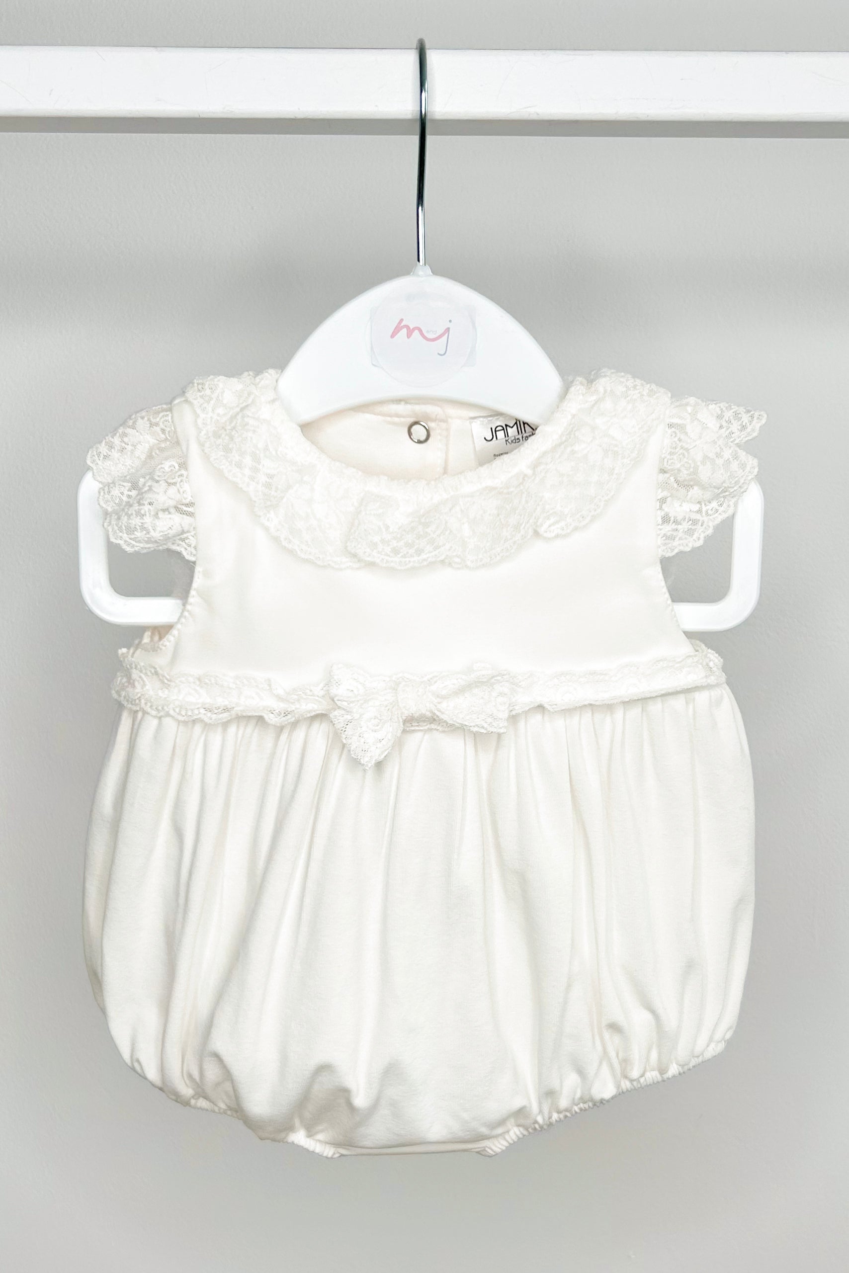 Sofi Ivory Lace Romper for Women - Elegant Floral Lace Jumpsuit with Short Sleeves & V-Neck | Perfect for Summer Weddings, Beach Vacations & Date Nights