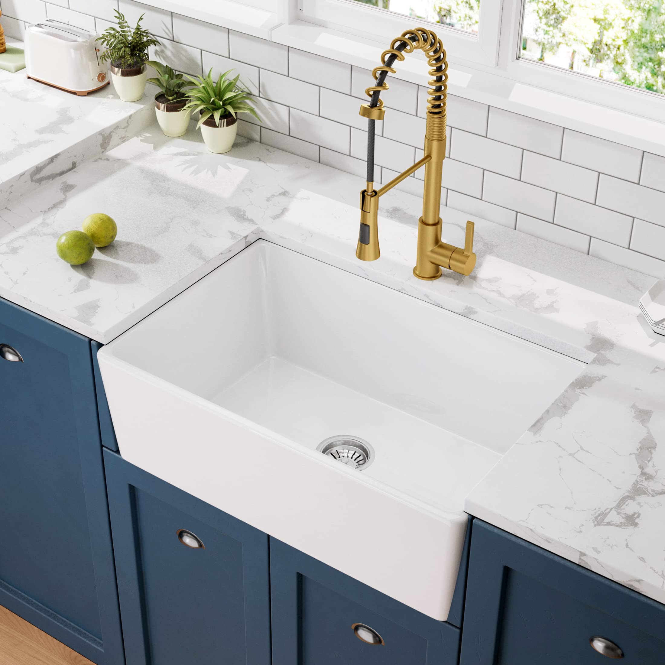 24 Inch White Farmhouse Sink - CELAENO Luxury Fireclay Porcelain Apron Sink with Bottom Grid & Strainer | Perfect for Small Kitchens, Laundry Rooms & Rustic Home Decor