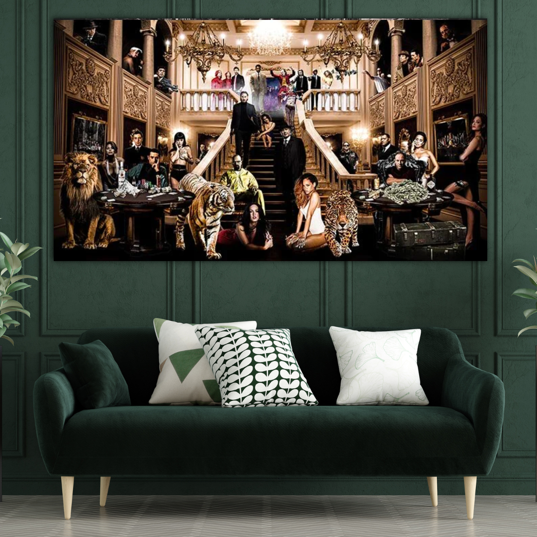 The Godfather & Scarface Movie Character Canvas Wall Art - Vintage Gangster Decor for Living Room, Office & Man Cave