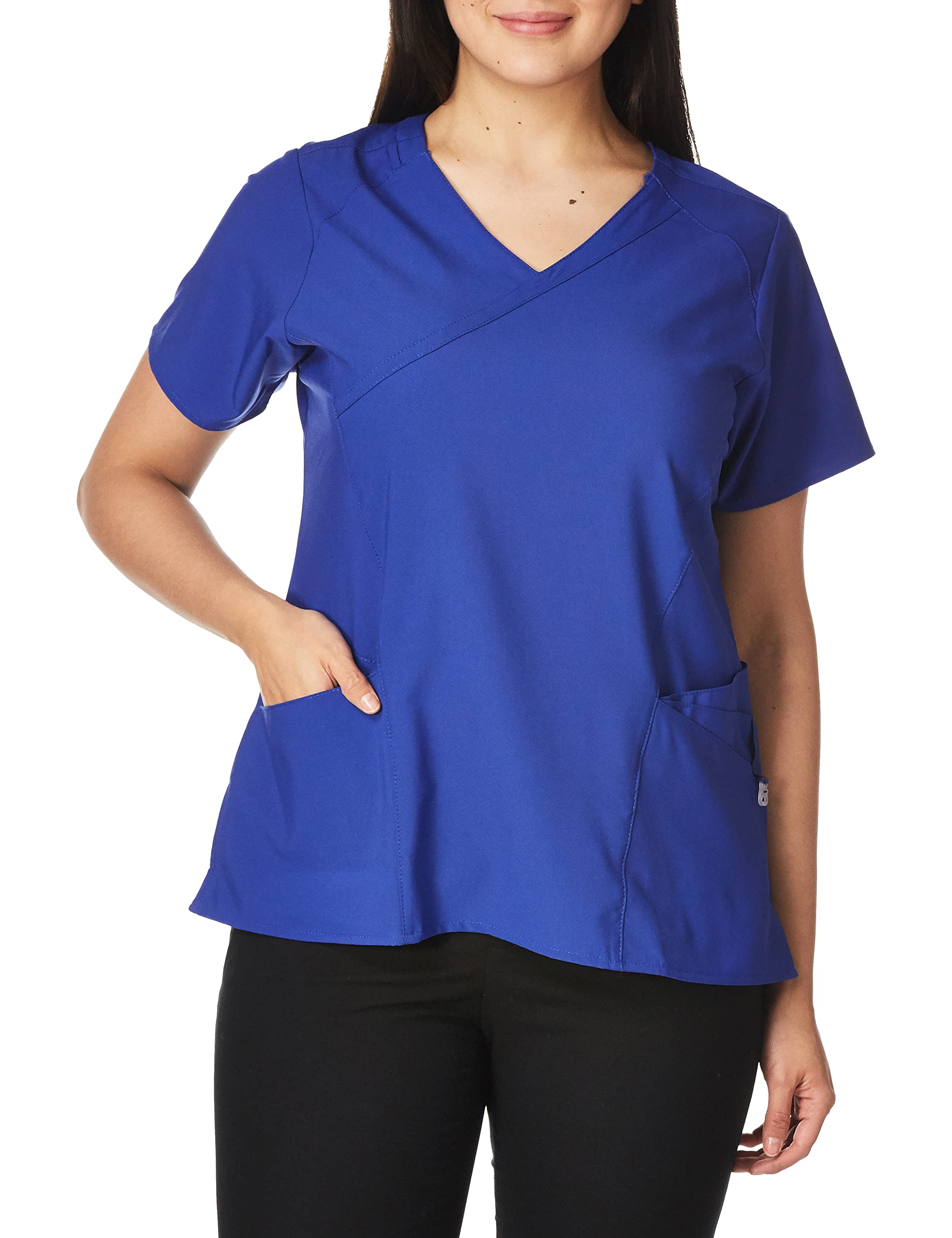 WonderWink Women's Mock Wrap Top - Comfortable & Stylish Nursing Scrub Top for Healthcare Professionals | Perfect for Hospitals, Clinics & Medical Workplaces