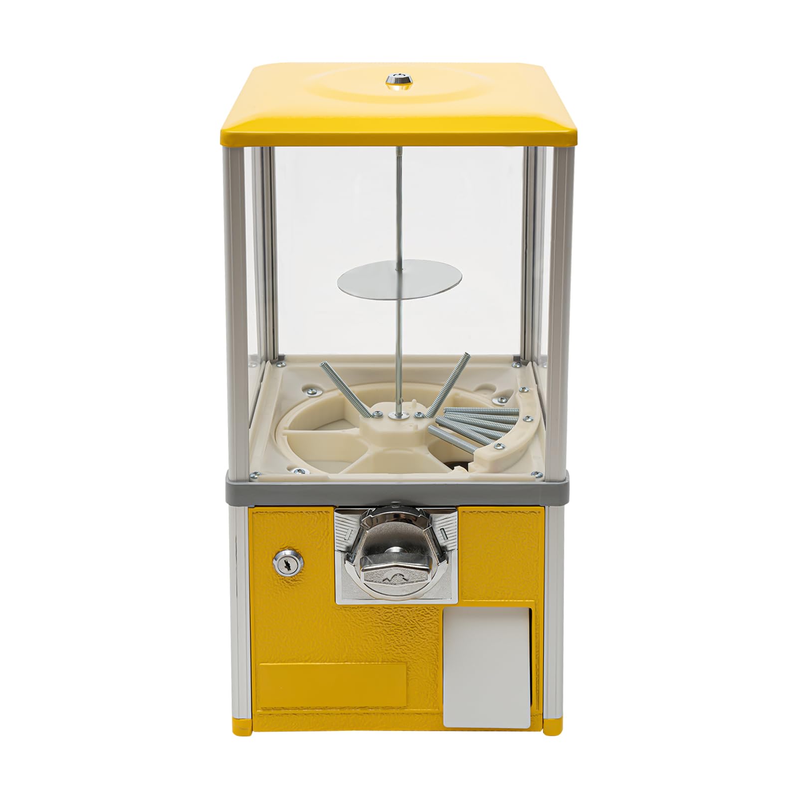 25-Cent Spherical Capsule Candy Vending Machine - 1.77-1.97 Inch Commercial Bulk Gumball Dispenser for Game Stores, Retail Shops & Amusement Parks (Yellow) - Perfect for Arcades, Malls, and Party Entertainment