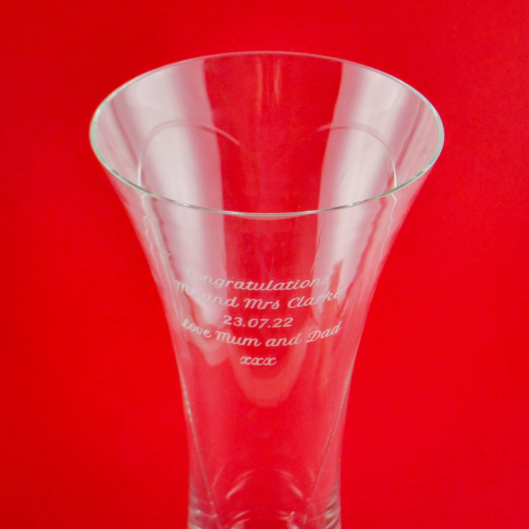 Personalized Diamante Vase with Etched Heart Design - Custom Engraved Glass Vase for Home Decor, Anniversary, Birthday, Retirement Gifts for Women, Mom, Wife - Perfect for Wedding, Valentine's Day & Housewarming