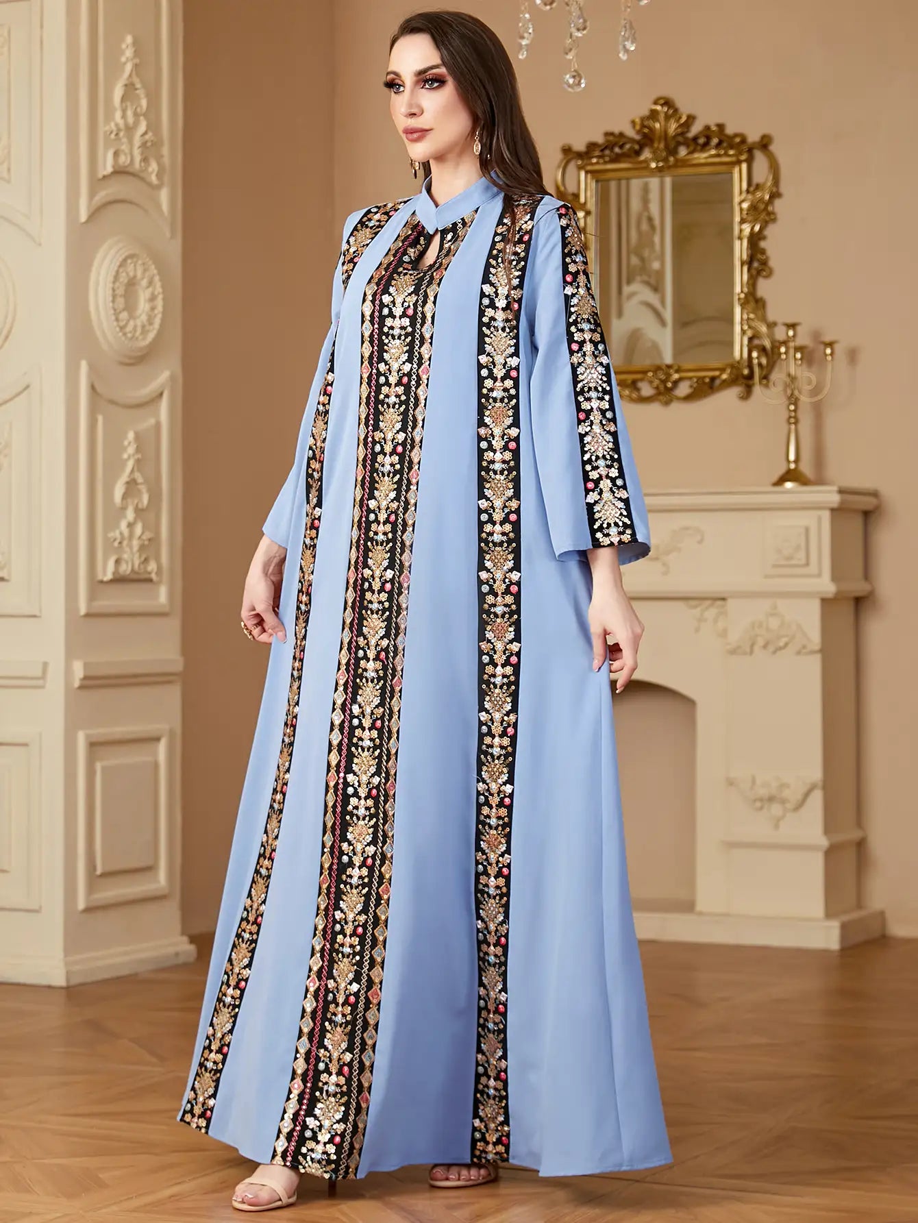 Elegant Eid Caftan Dress for Women - Embroidered Kaftan Jalabiya for Special Occasions & Festivals - Perfect for Eid Celebrations, Weddings, and Holiday Gatherings
