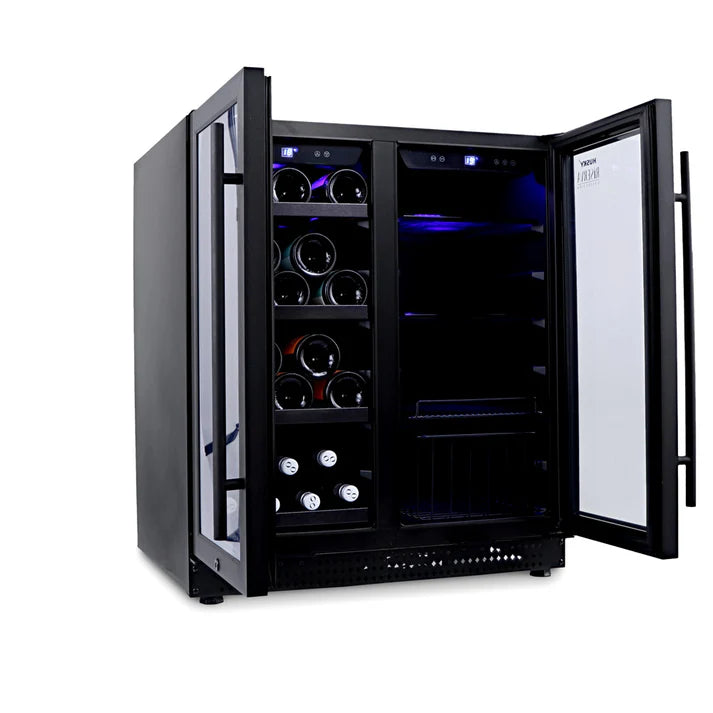 Husky Riserva 168L Dual Zone Wine Cooler Refrigerator - Black HUSWS66MBZY for Home Bar, Kitchen, or Wine Cellar Storage