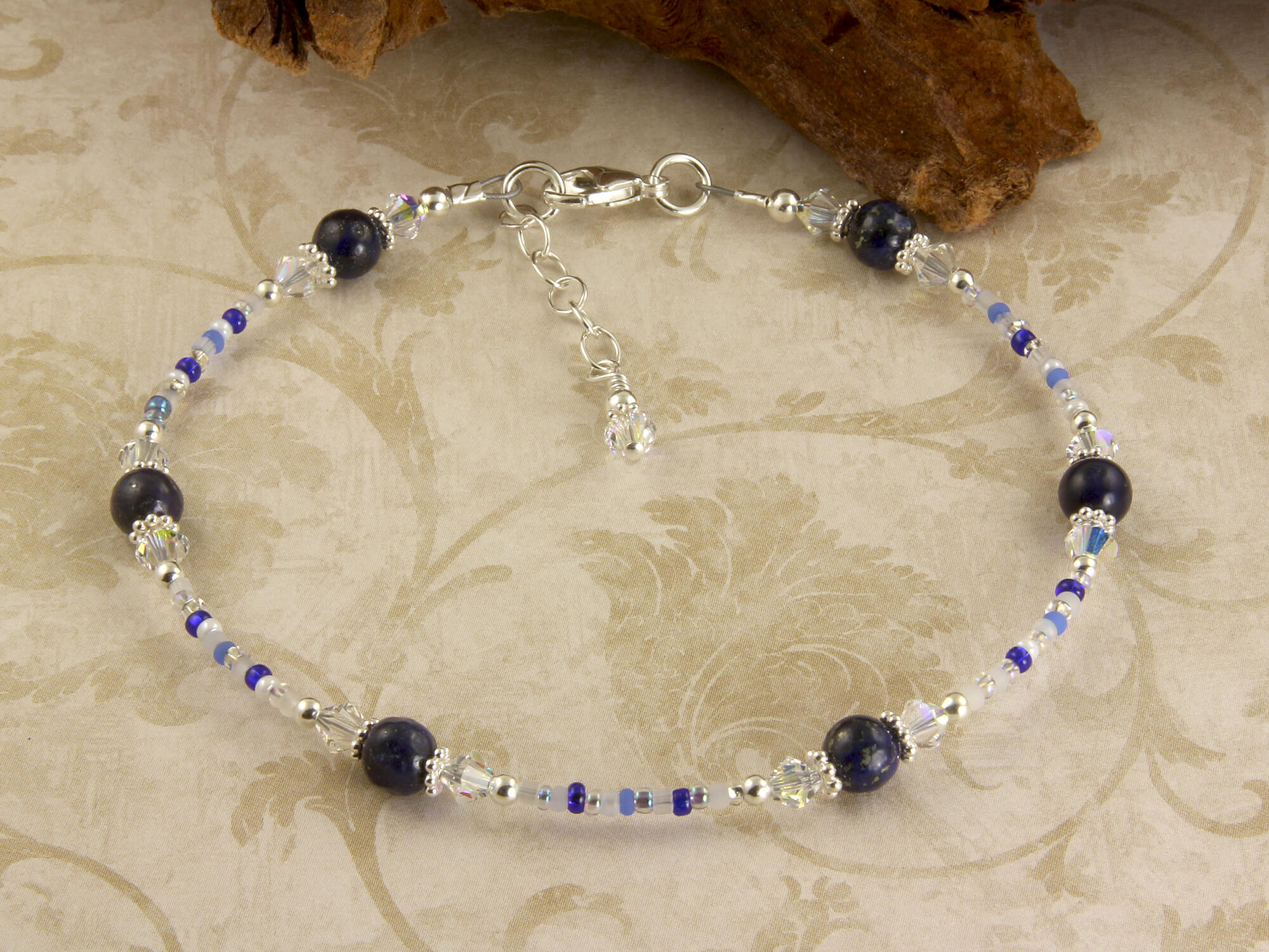 Berlin Blue Sodalite Gemstone Anklet - Natural Healing Stone Bracelet for Women, Adjustable Beaded Ankle Chain - Perfect for Yoga, Meditation & Boho Fashion Accessories