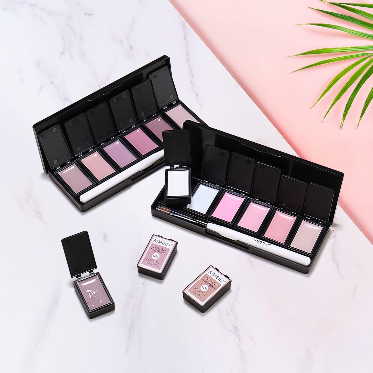 AIMEILI Hema-Free Solid Gel Nail Polish Set - 12 Colors UV LED Soak Off White & Pink Cream Gel Polish for Manicures | Perfect for Salon, Home Use & Nail Art DIY