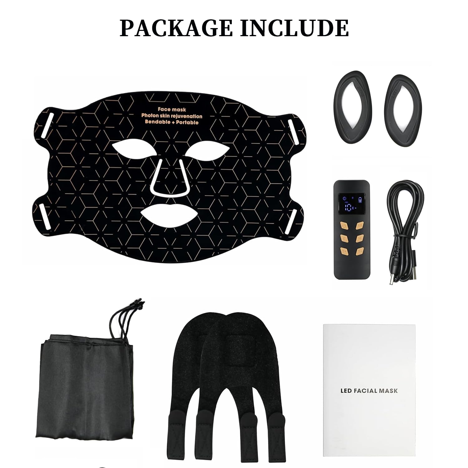 Red Light Therapy Mask for Face - LED Light Therapy Device with Portable Charger for Home & Travel Use | Anti-Aging, Acne Treatment & Skin Rejuvenation | Black Facial Care Mask (Perfect for Daily Skincare Routine & On-the-Go Beauty Treatments)