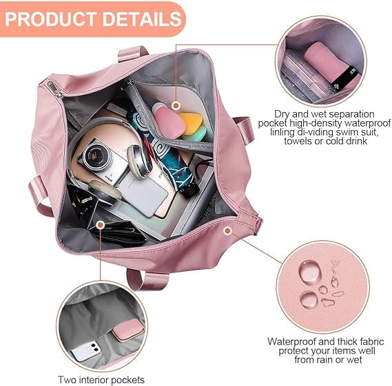 Foldable Expandable Travel Duffel Bag - Waterproof Sports Gym Tote & Weekender Overnight Shoulder Bag for Women - Perfect for Travel, Gym, Sports & Weekend Getaways