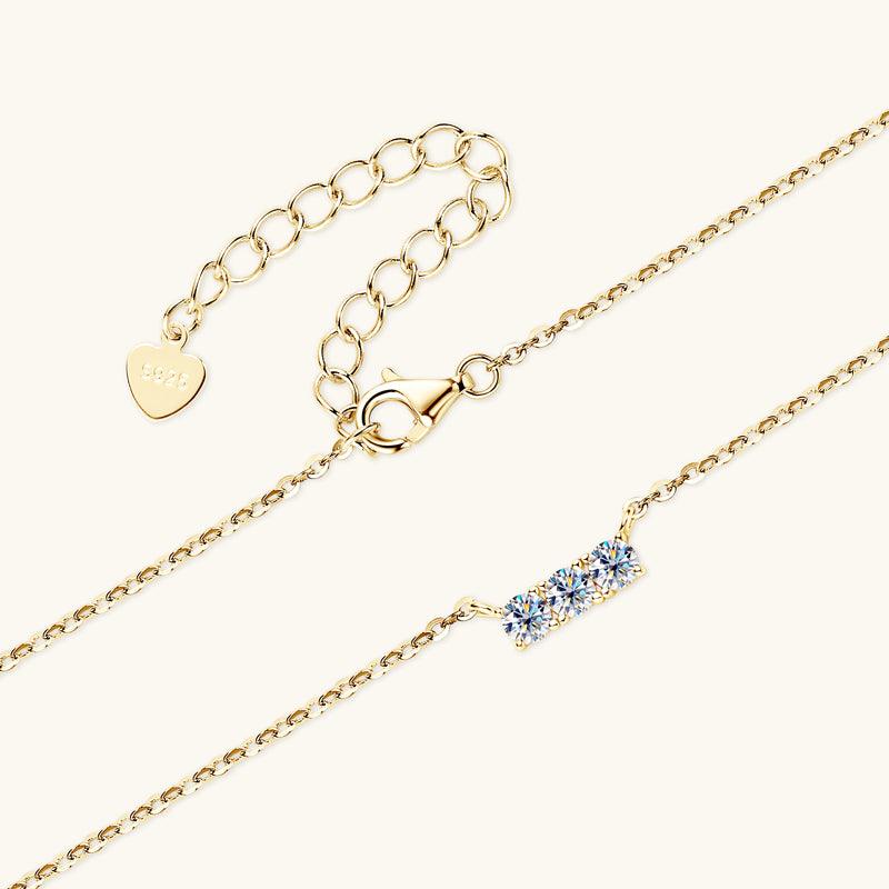 Triple Luck Premium Moissanite Pendant Necklace - 14K Gold Plated Women's Jewelry | Elegant Gift for Anniversary, Birthday & Special Occasions