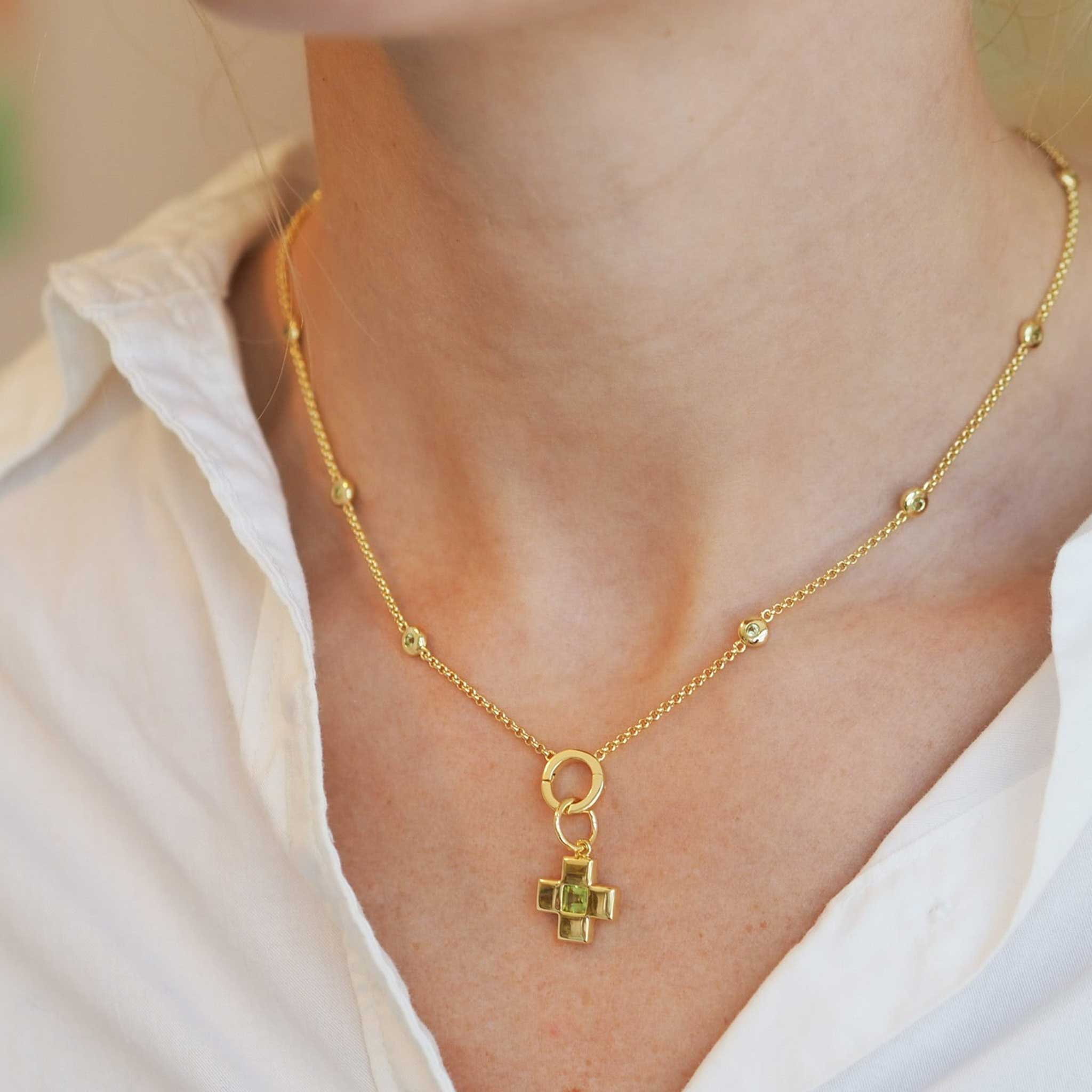 Goldbug Collection Peridot Bezel Charm Necklace - Elegant Green Gemstone Jewelry for Women | Perfect for Birthdays, Anniversaries & Special Occasions