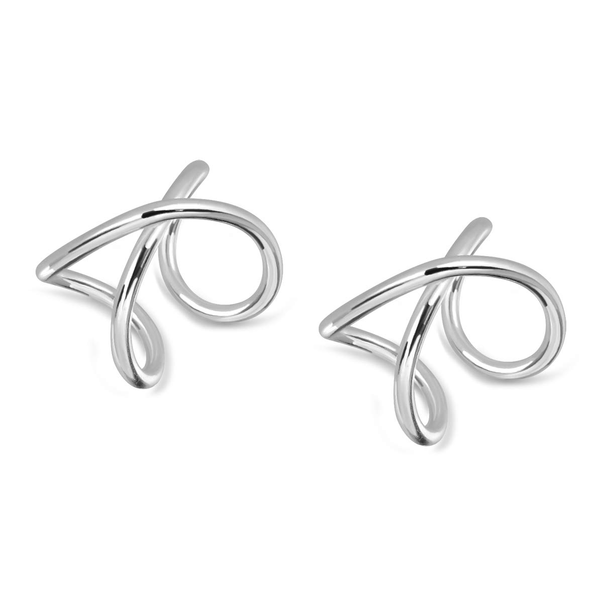 Silver Clip-On Ear Cuffs for Women & Girls - Criss Cross Non-Pierced Helix Fake Cartilage Earrings | Hypoallergenic Silver Jewelry with Gift Box | Perfect for Parties, Weddings & Everyday Wear