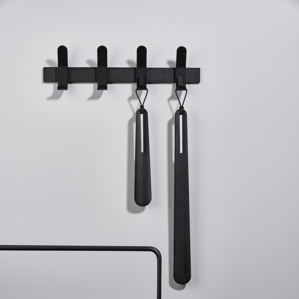 ZONE DENMARK A Rack Coat & Towel Rack - Black | Wall-Mounted Bathroom & Bedroom Organizer for Hanging Coats, Towels & Robes