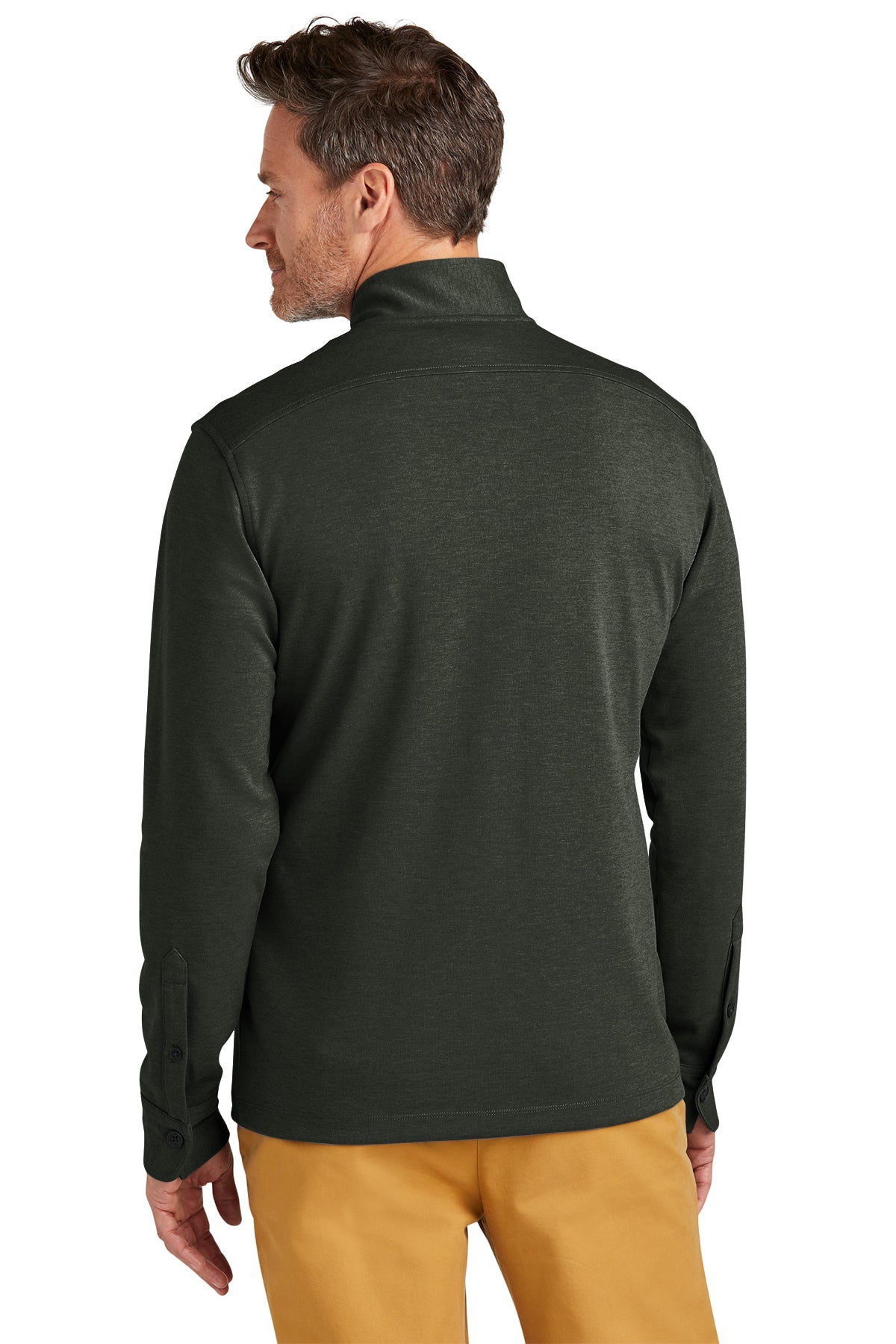 Brooks Brothers Men's Mid Layer Stretch Half Button Sweater - Pine Heather Color for Casual Wear & Office Outfits