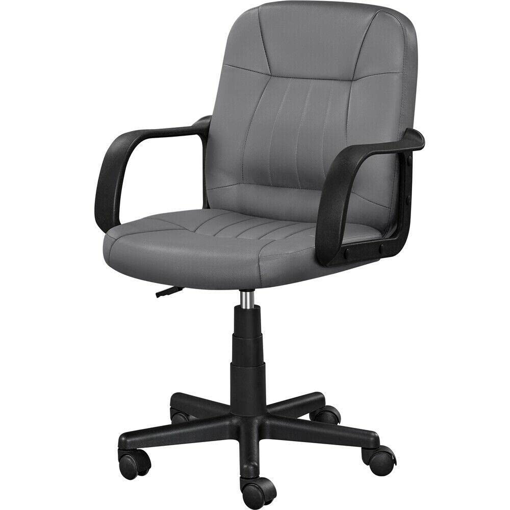 Premium Adjustable Leather Office Chair - Ergonomic Swivel Executive Computer Desk Chair for Home & Gaming | Grey Color | Ideal for Teens, Work & Gaming Setup