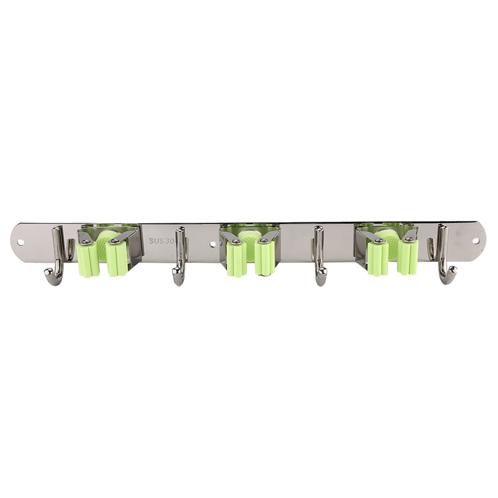 Stainless Steel Mop Holder & Broom Organizer - Heavy Duty Shower Hook for Hats, Bags, and Cleaning Tools (4+3 Buckle Clips) - Perfect for Bathroom, Kitchen, Garage, and Closet Organization