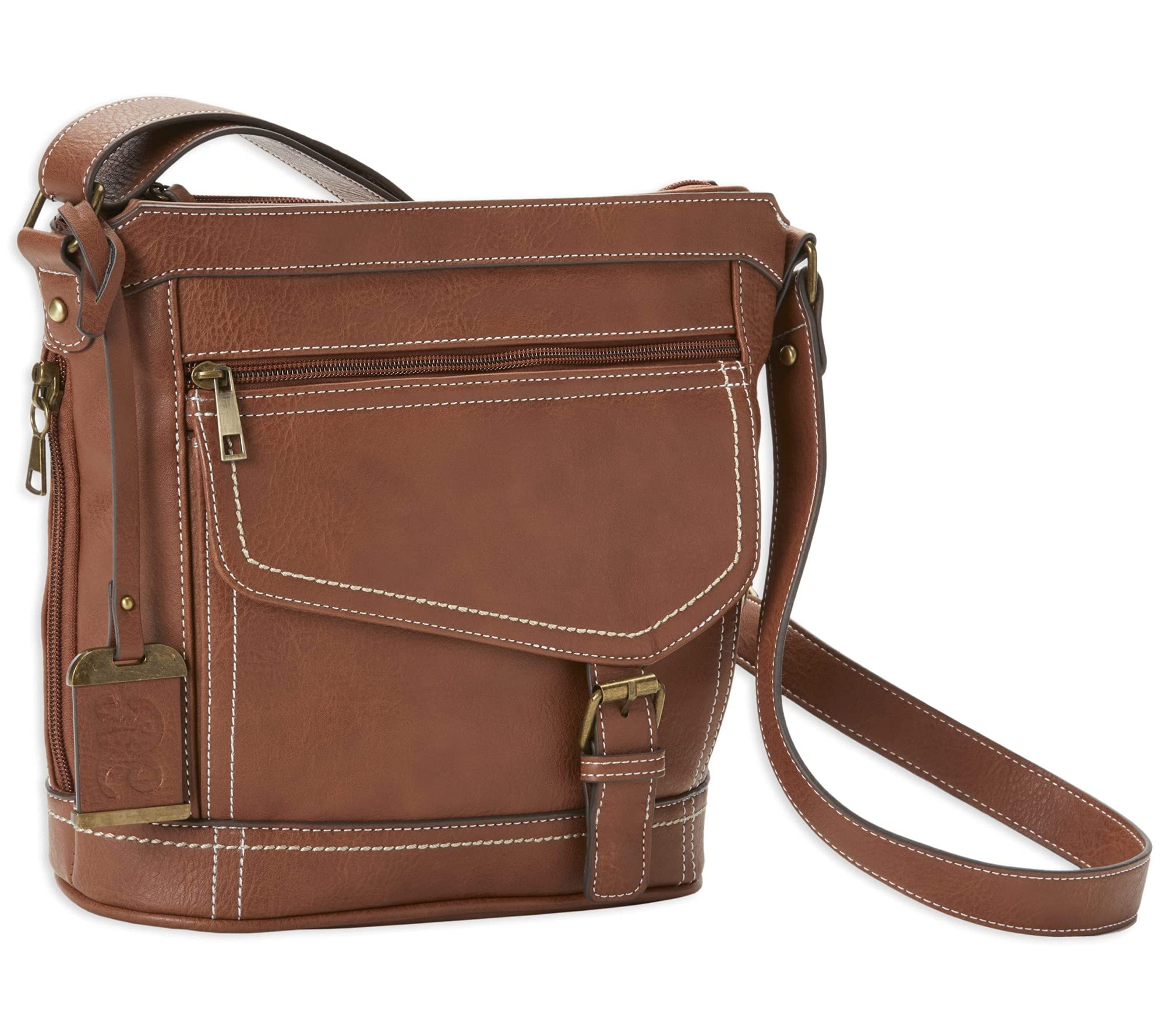 Bulldog Cases BDP-045 Bucket Style Crossbody Purse with Holster - Saddle Brown (10